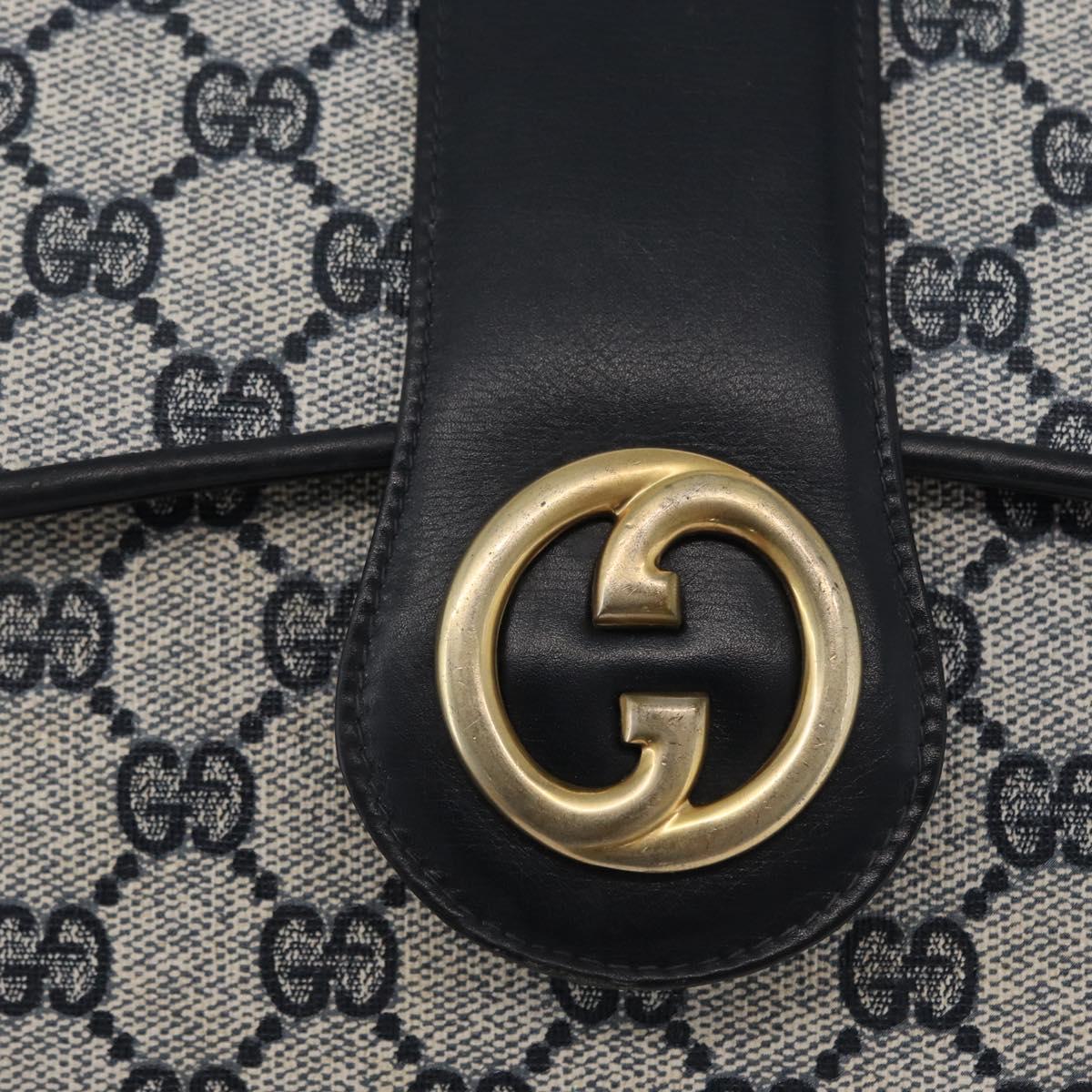 GUCCI GG Supreme Shoulder Bag PVC Navy Gold Auth ep13495