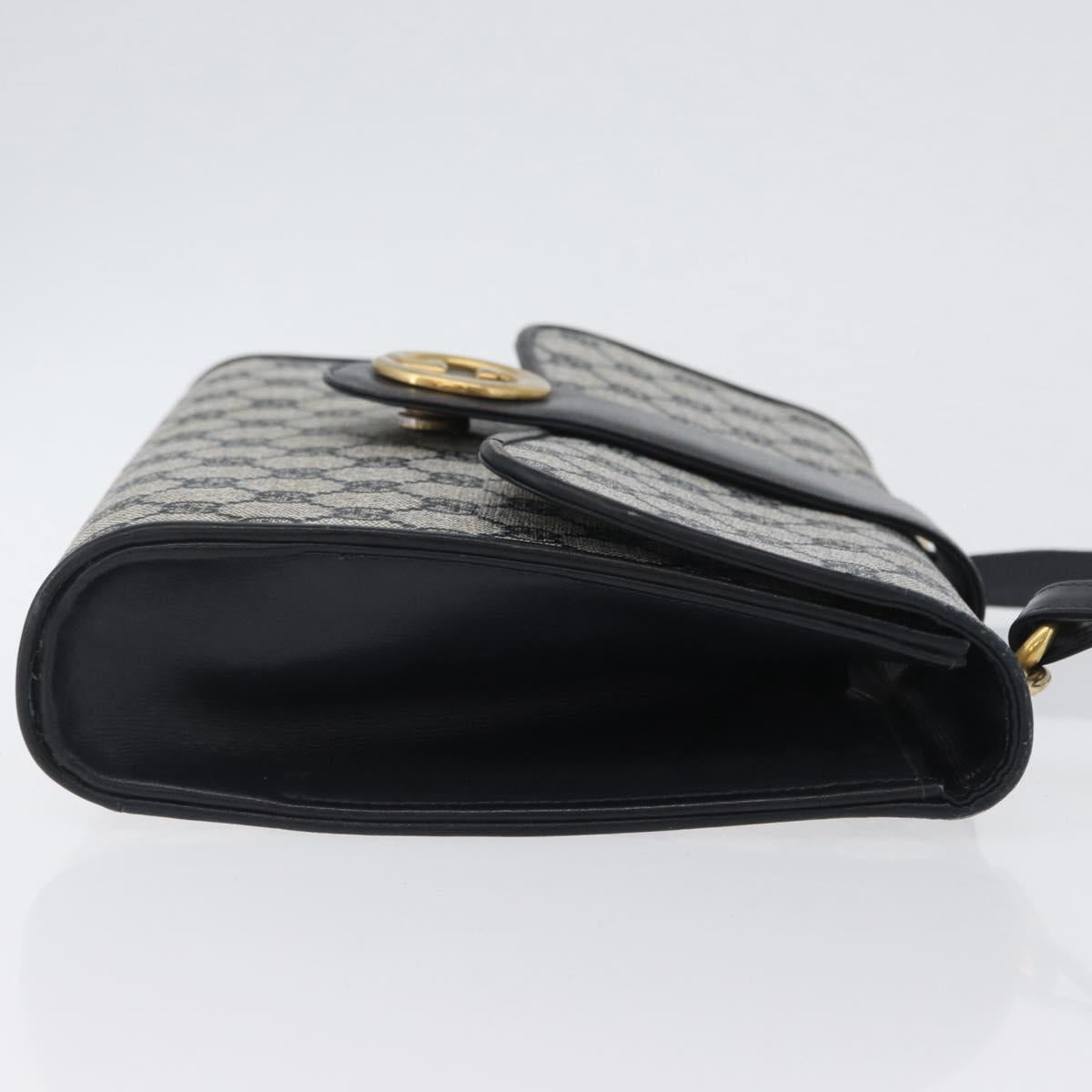 GUCCI GG Supreme Shoulder Bag PVC Navy Gold Auth ep13495