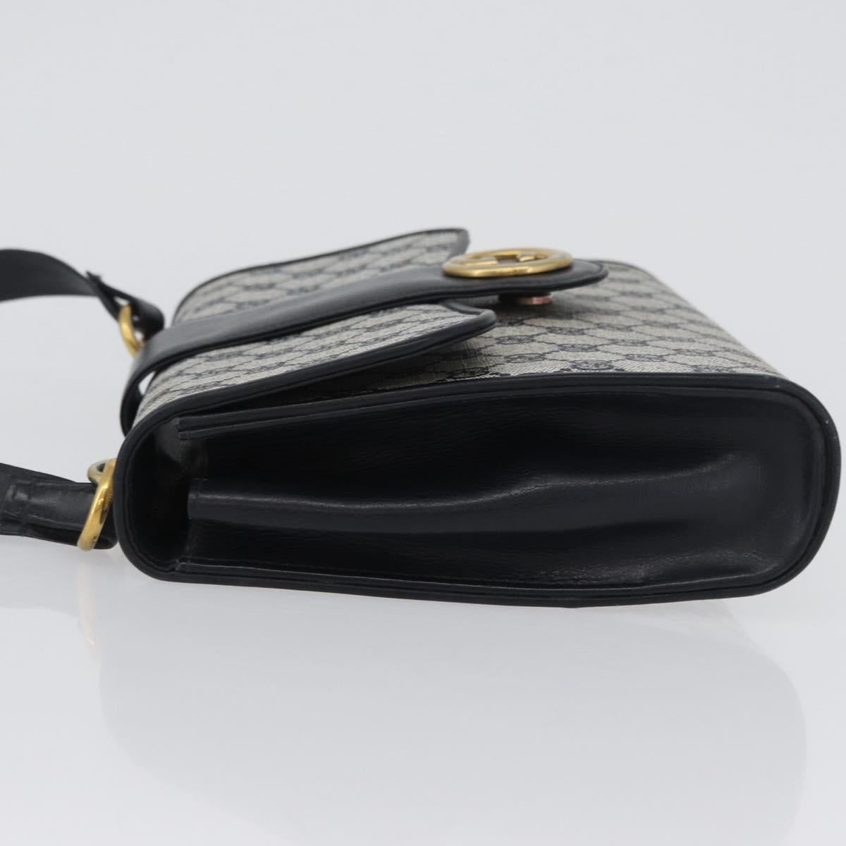 GUCCI GG Supreme Shoulder Bag PVC Navy Gold Auth ep13495