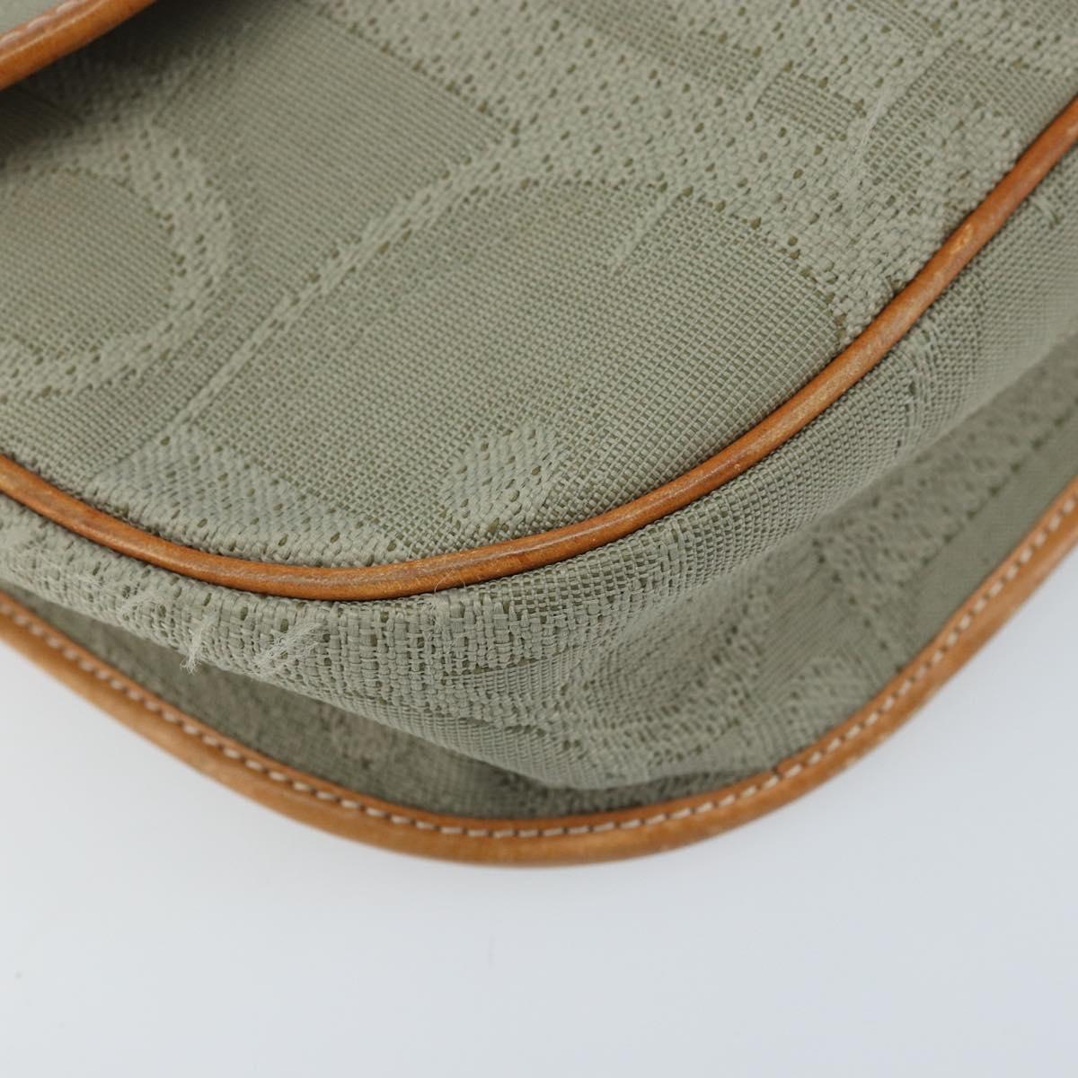 Christian Dior Trotter Canvas Shoulder Bag Gray Gold Auth ep13499