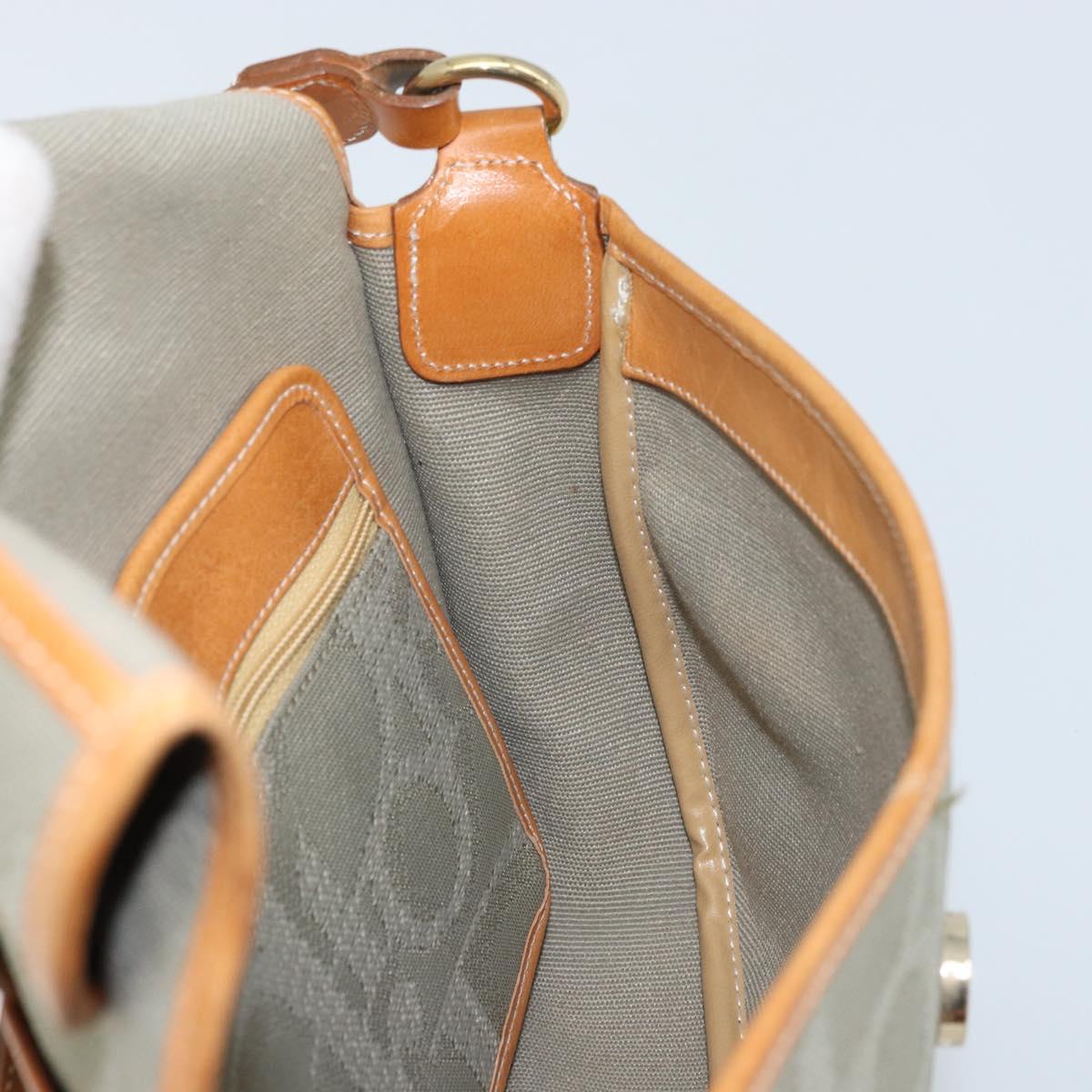 Christian Dior Trotter Canvas Shoulder Bag Gray Gold Auth ep13499