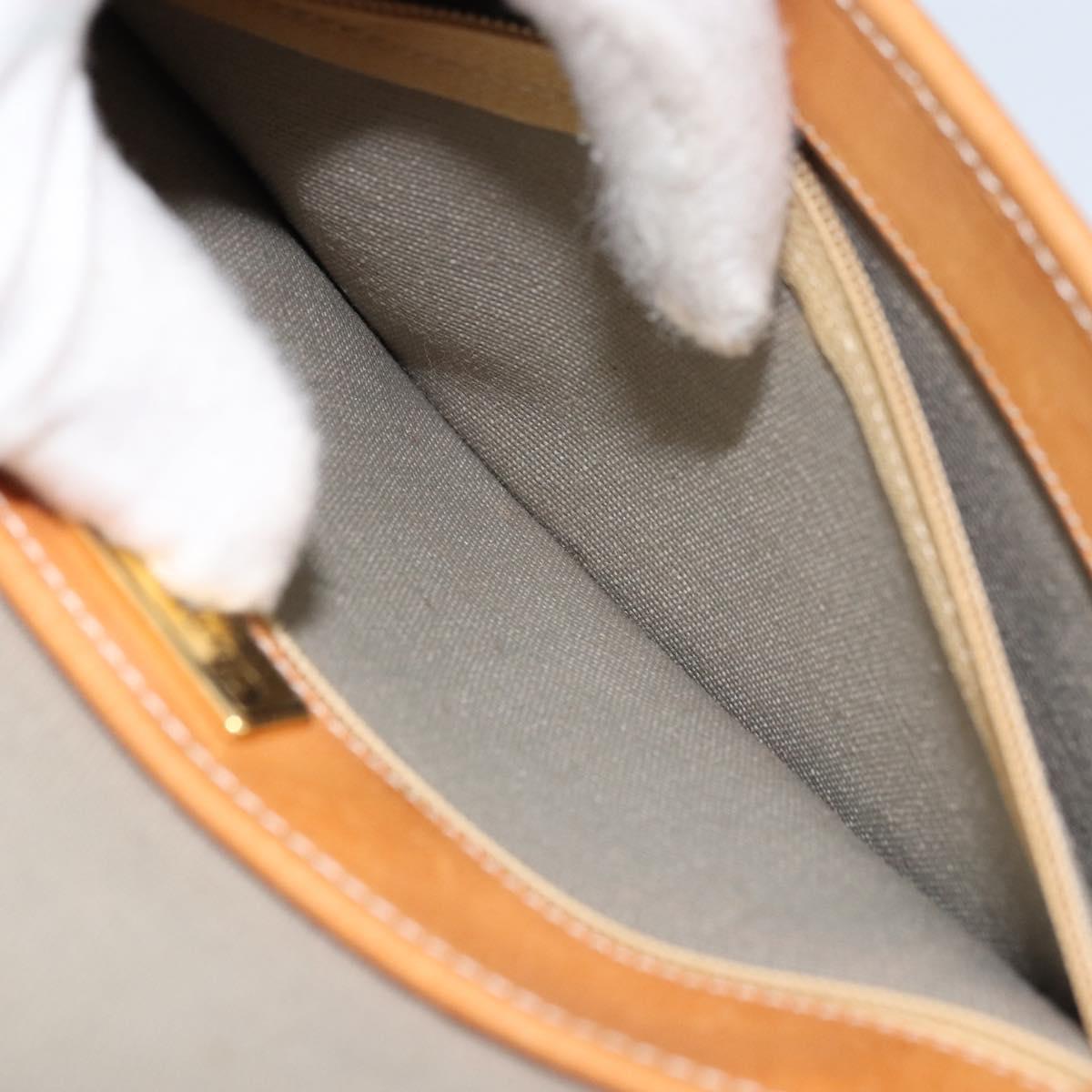 Christian Dior Trotter Canvas Shoulder Bag Gray Gold Auth ep13499