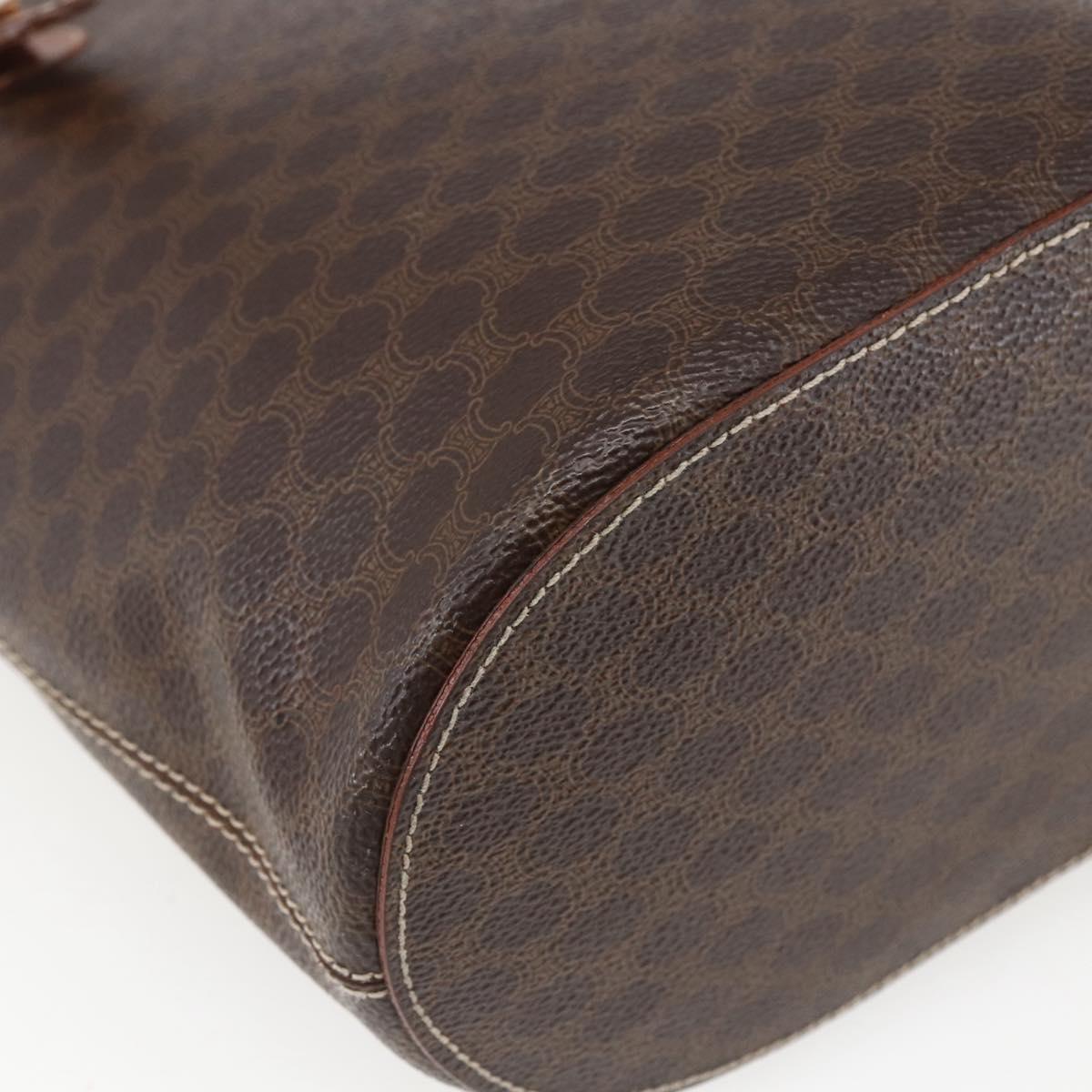 CELINE Macadam Canvas Tote Bag PVC Leather Brown Gold Auth ep13501