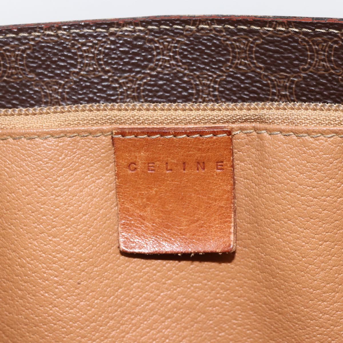 CELINE Macadam Canvas Tote Bag PVC Leather Brown Gold Auth ep13501