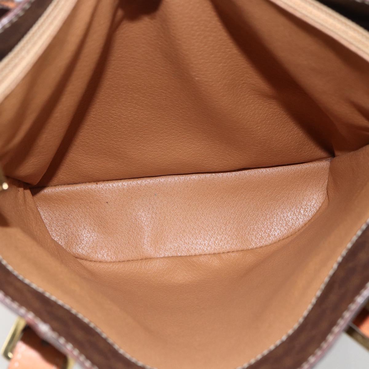 CELINE Macadam Canvas Tote Bag PVC Leather Brown Gold Auth ep13501