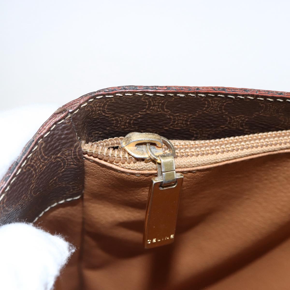 CELINE Macadam Canvas Tote Bag PVC Leather Brown Gold Auth ep13501