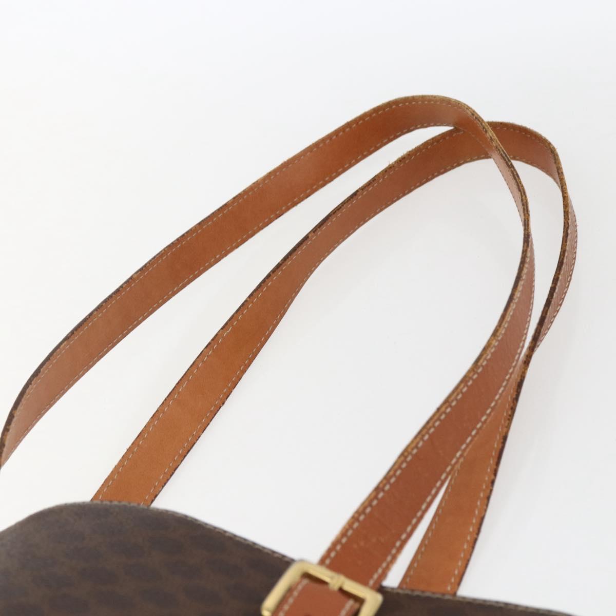 CELINE Macadam Canvas Tote Bag PVC Leather Brown Gold Auth ep13501