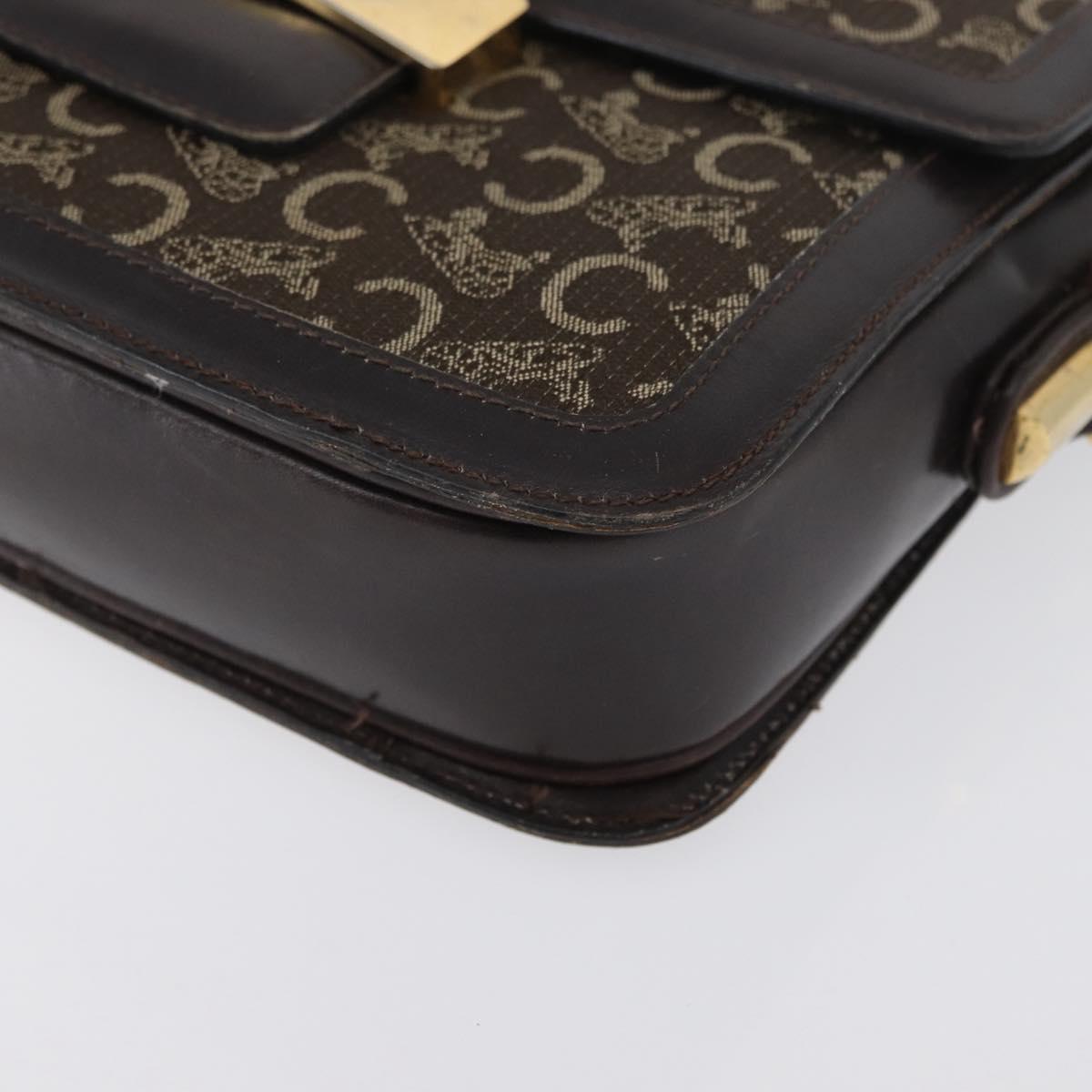 CELINE C Sulky Shoulder Bag Canvas Brown Gold Auth ep13505