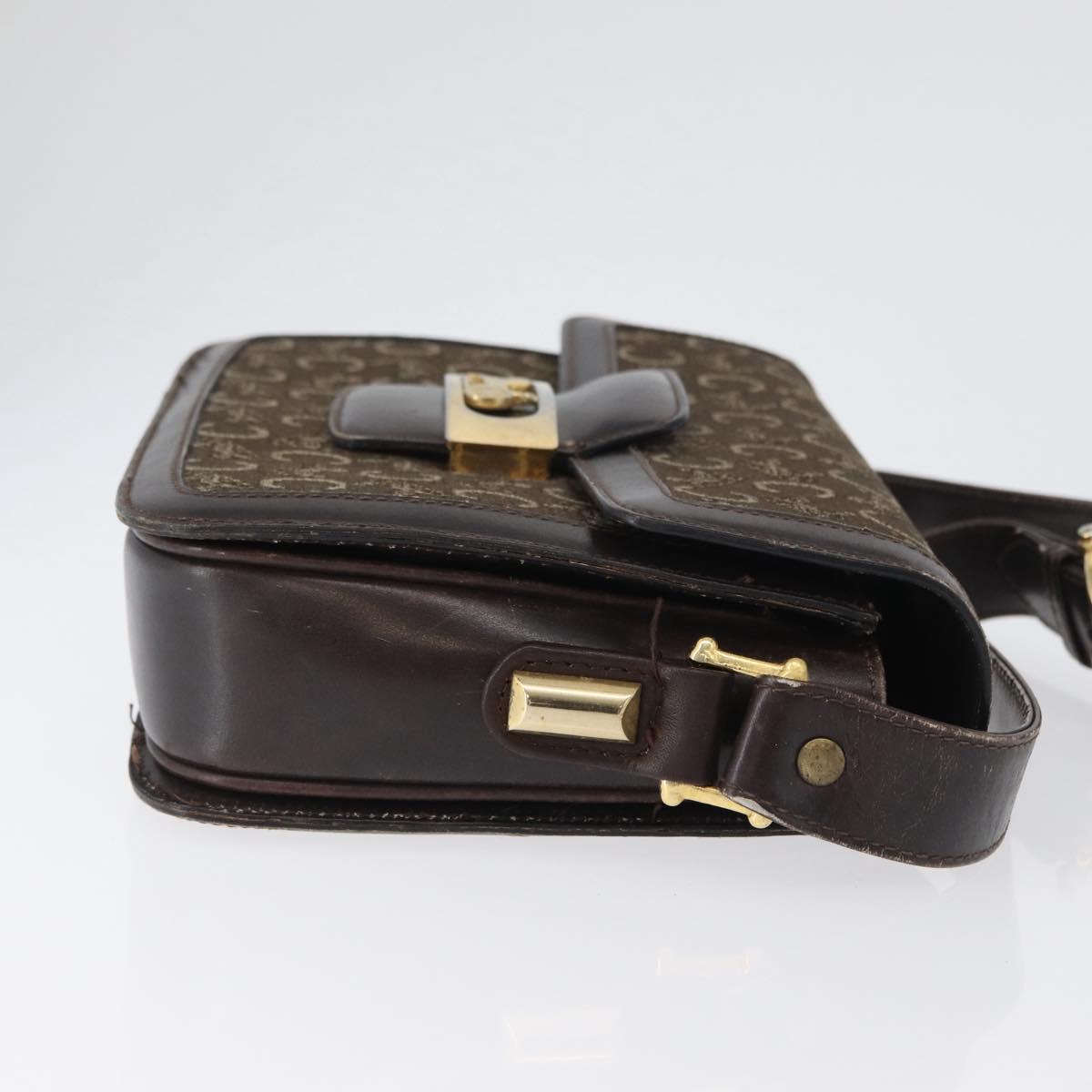 CELINE C Sulky Shoulder Bag Canvas Brown Gold Auth ep13505