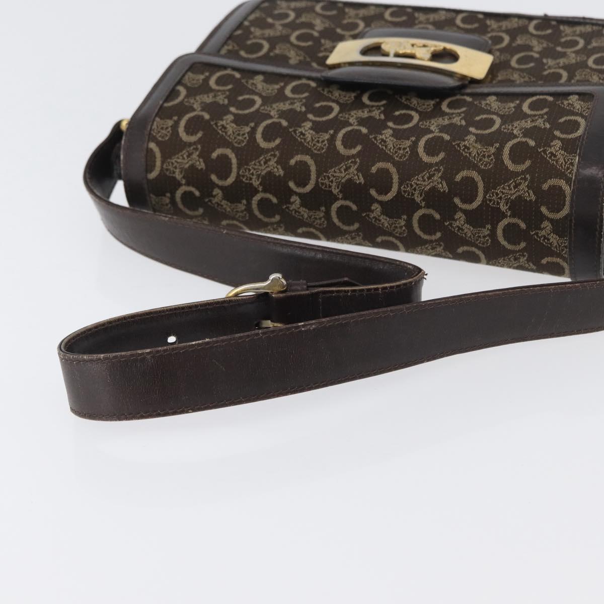 CELINE C Sulky Shoulder Bag Canvas Brown Gold Auth ep13505