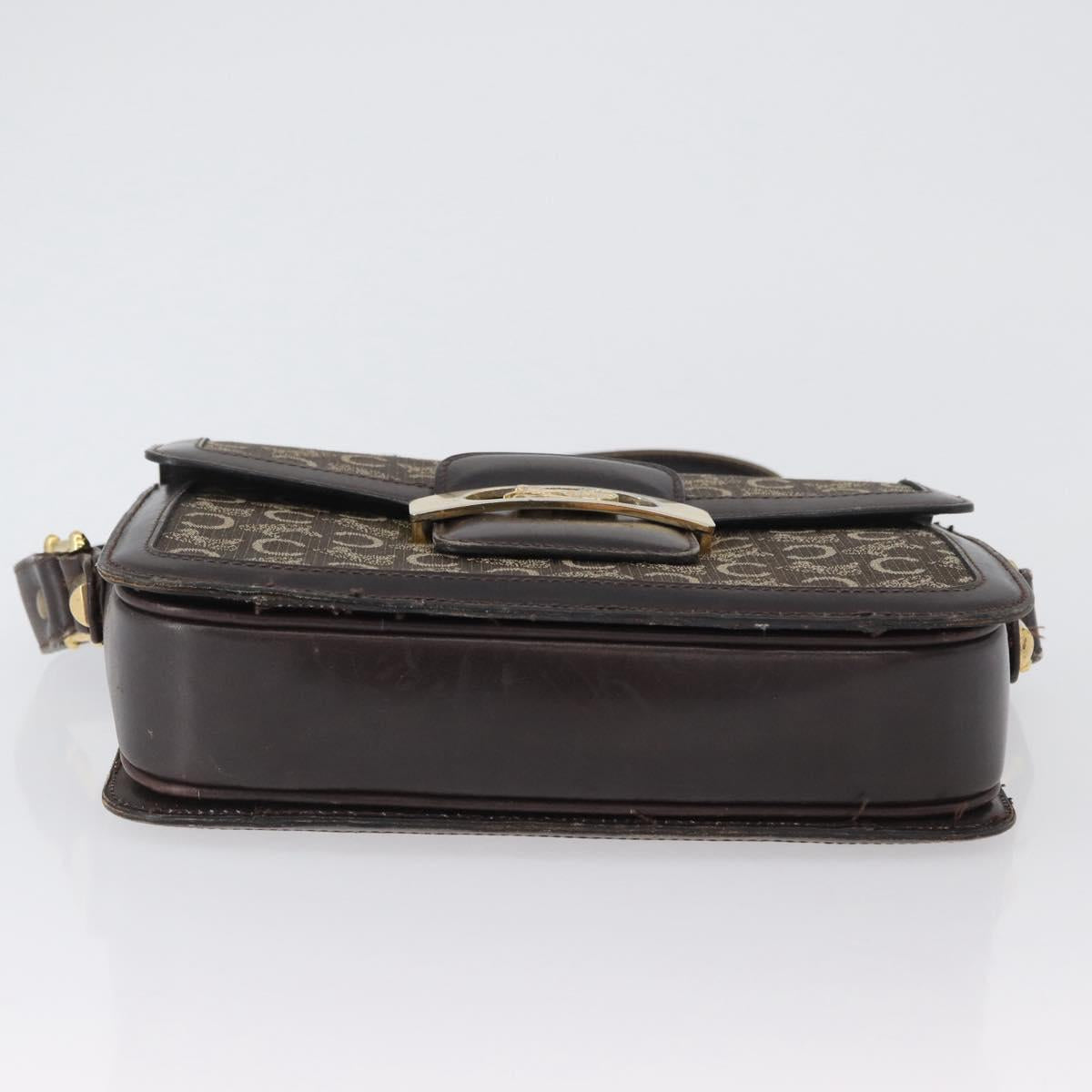 CELINE C Sulky Shoulder Bag Canvas Brown Gold Auth ep13505