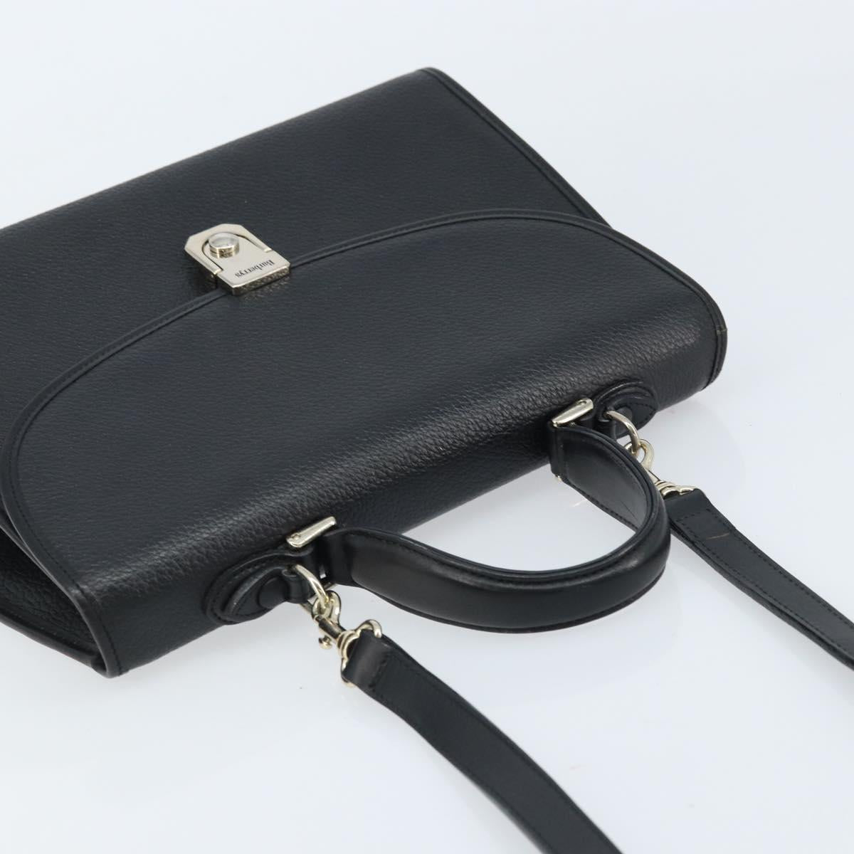 Burberrys Hand Bag Leather 2way Black Silver Auth ep13509
