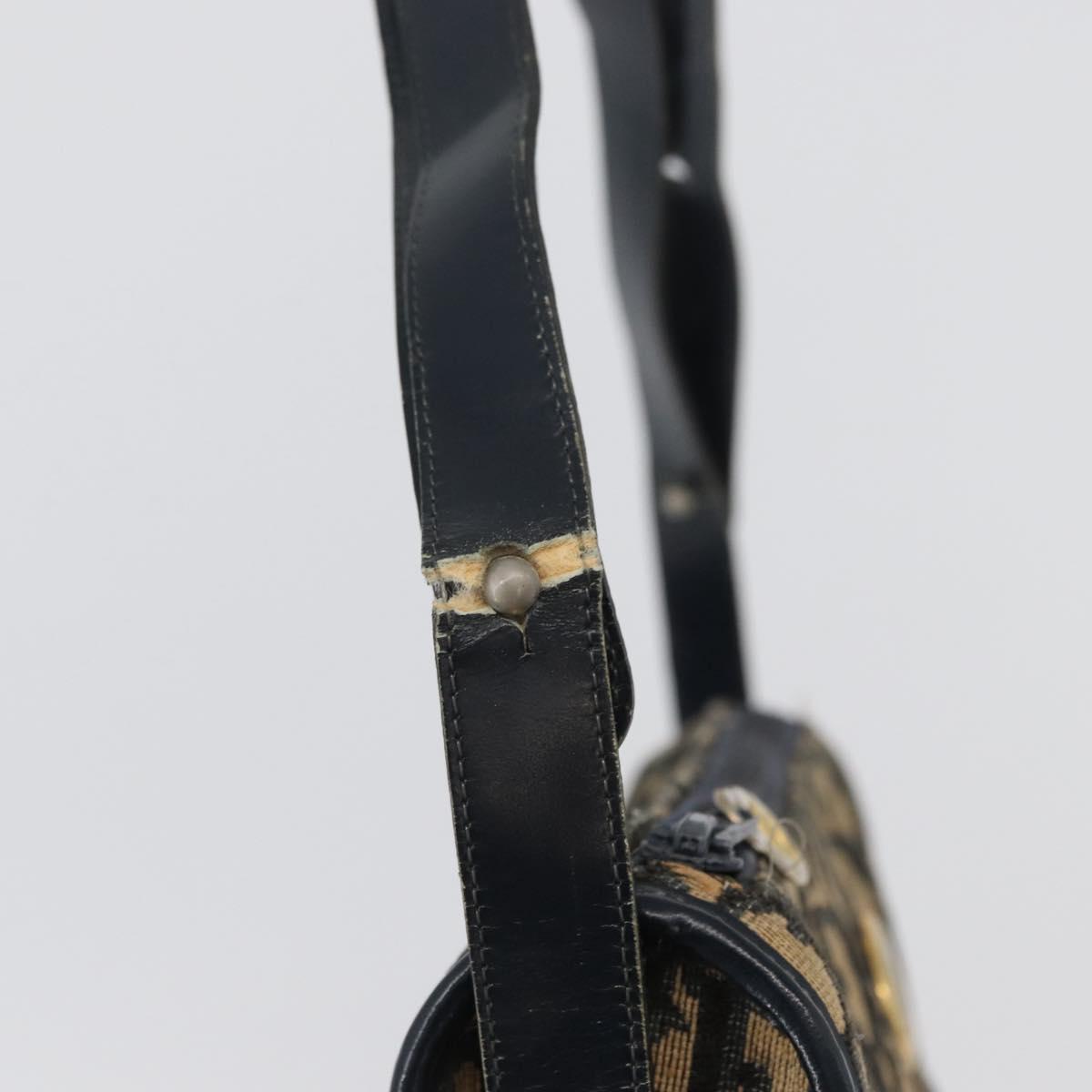Christian Dior Trotter Canvas Shoulder Bag Navy Gold Auth ep13512