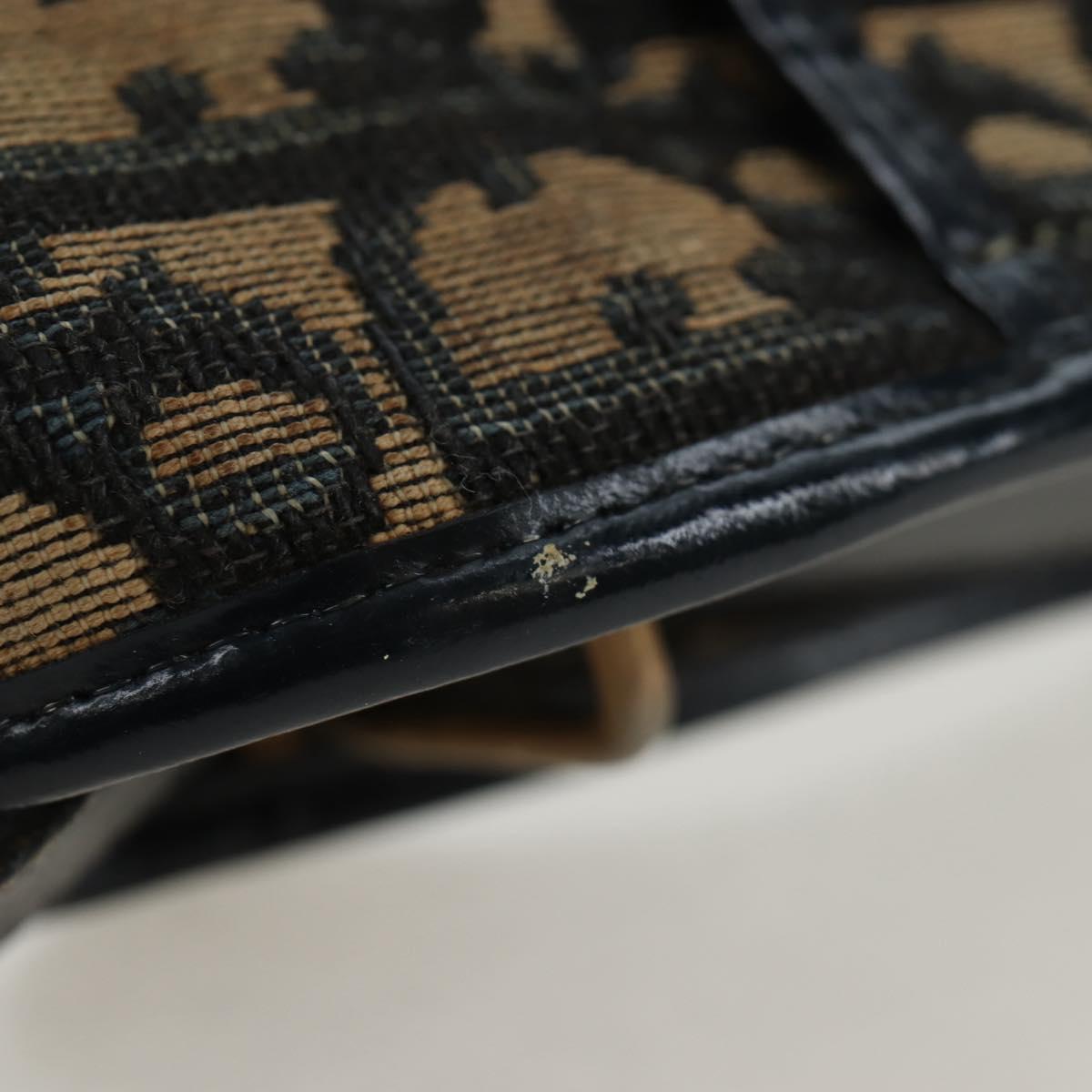 Christian Dior Trotter Canvas Shoulder Bag Navy Gold Auth ep13512