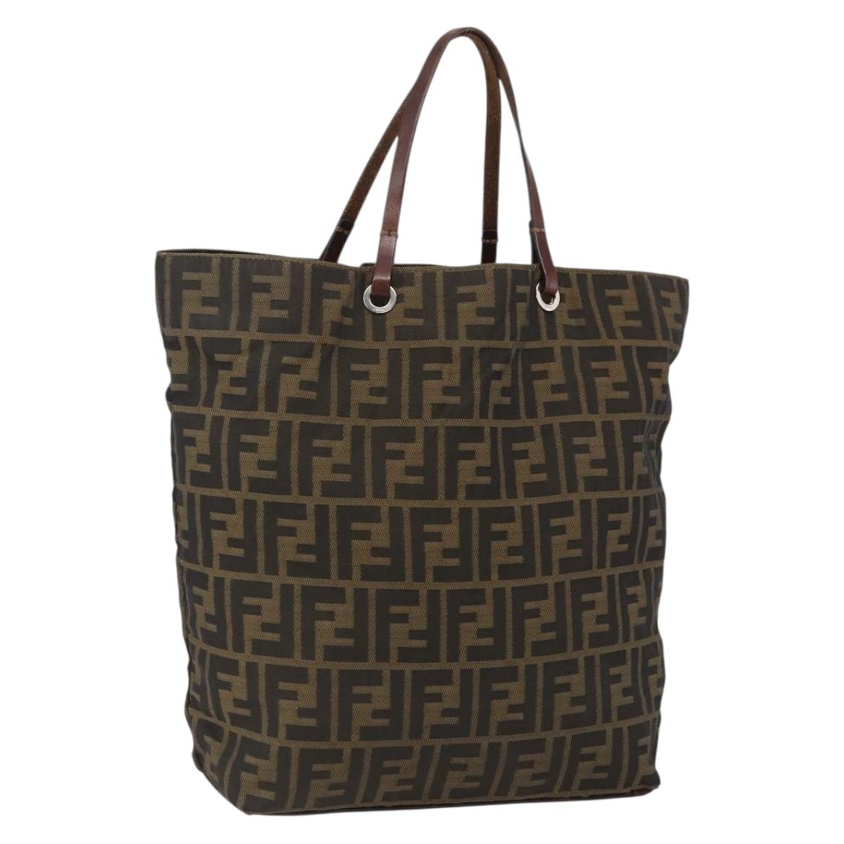 FENDI Zucca Canvas Hand Bag Black Brown Auth ep13514
