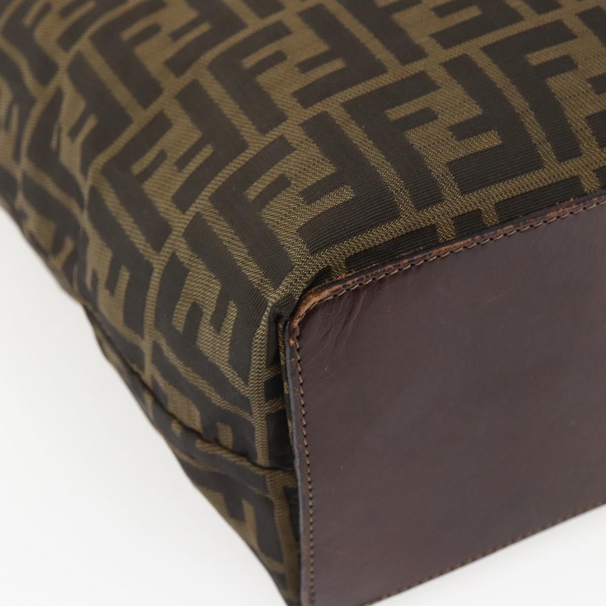 FENDI Zucca Canvas Hand Bag Black Brown Auth ep13514