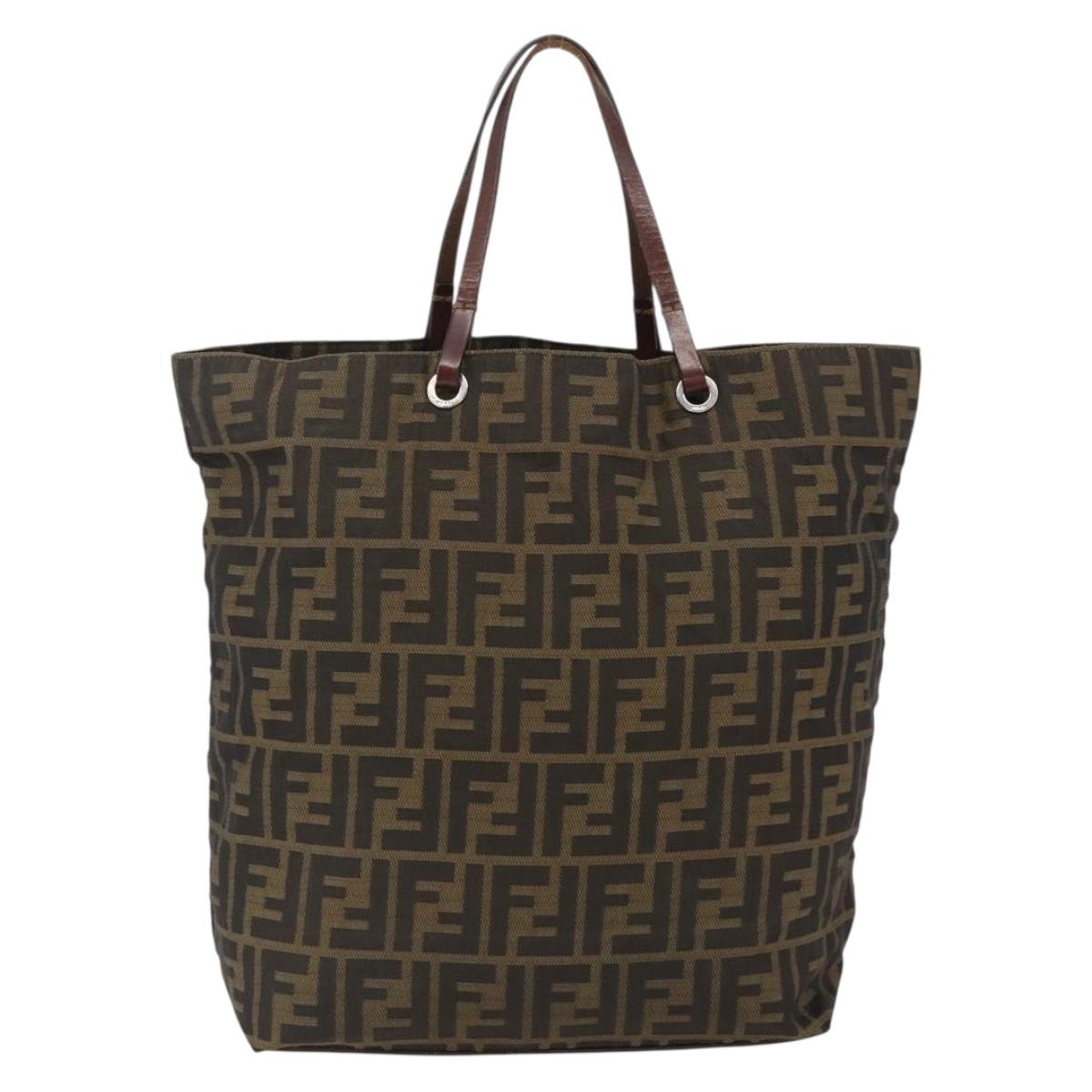 FENDI Zucca Canvas Hand Bag Black Brown Auth ep13514