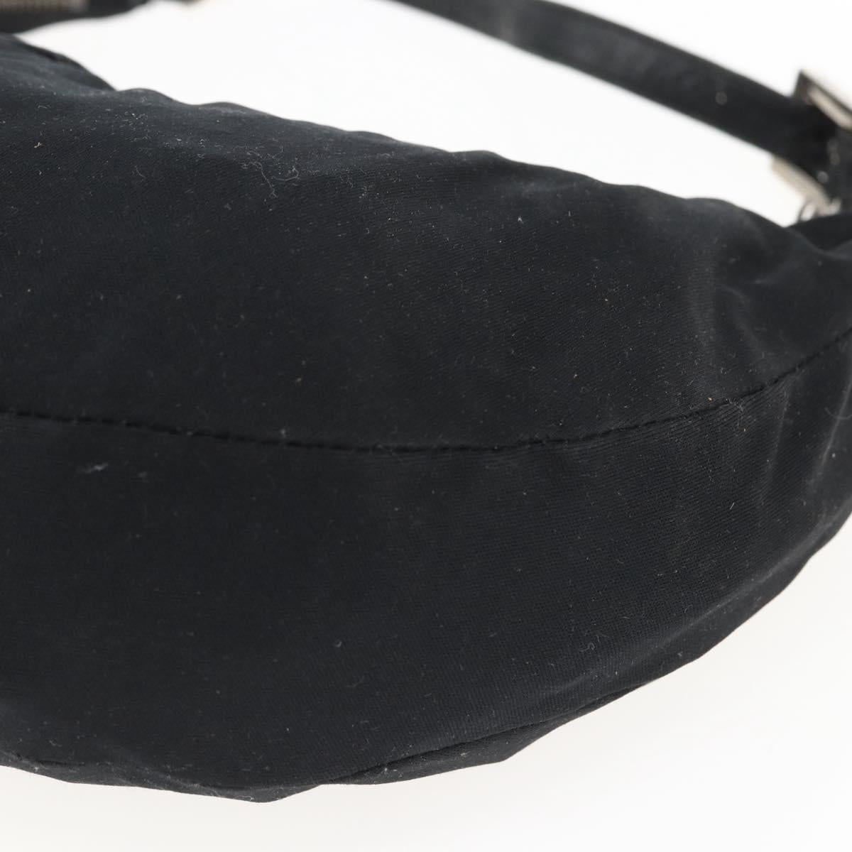 FENDI Mamma Baguette Shoulder Bag Nylon Black Silver Auth ep13517