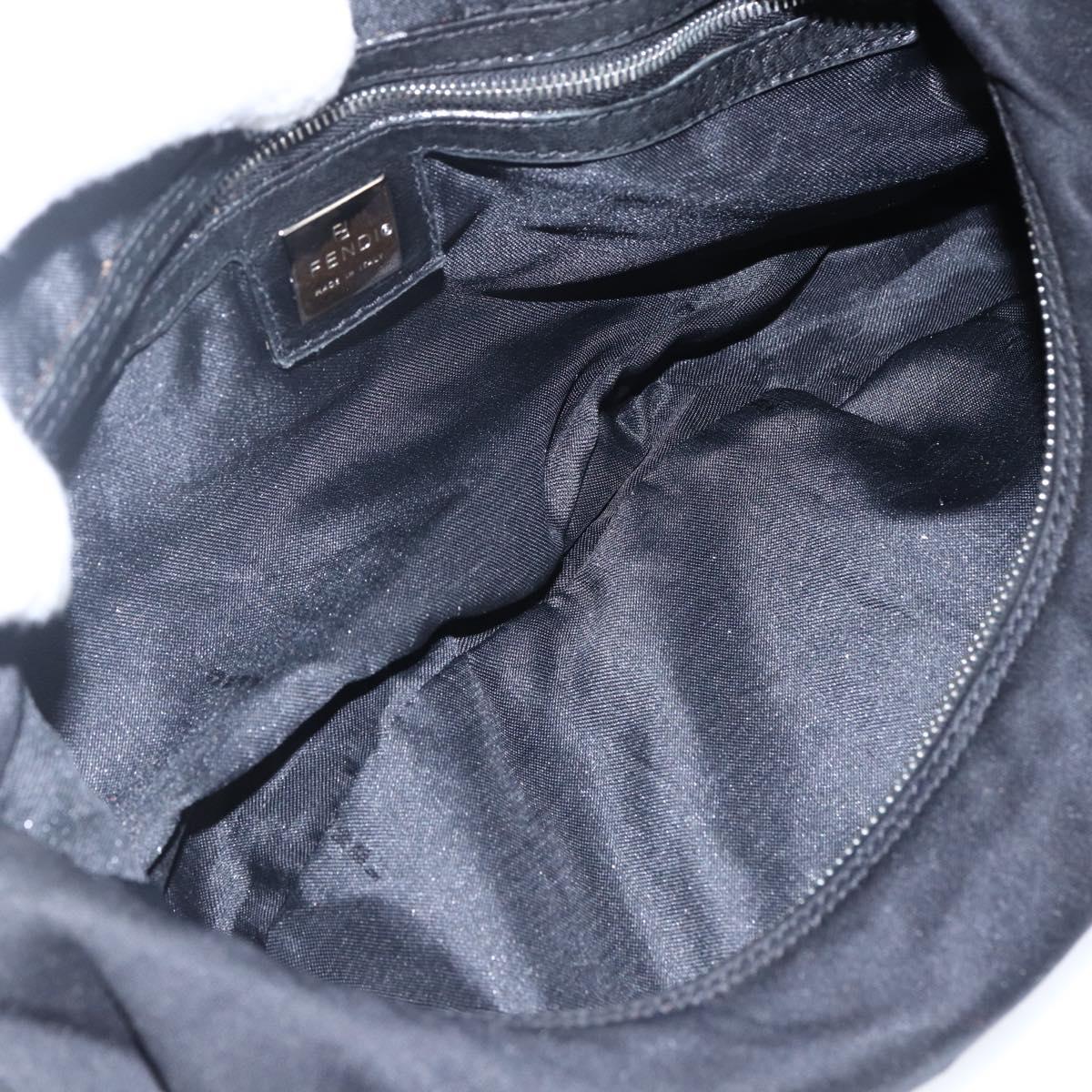 FENDI Mamma Baguette Shoulder Bag Nylon Black Silver Auth ep13517