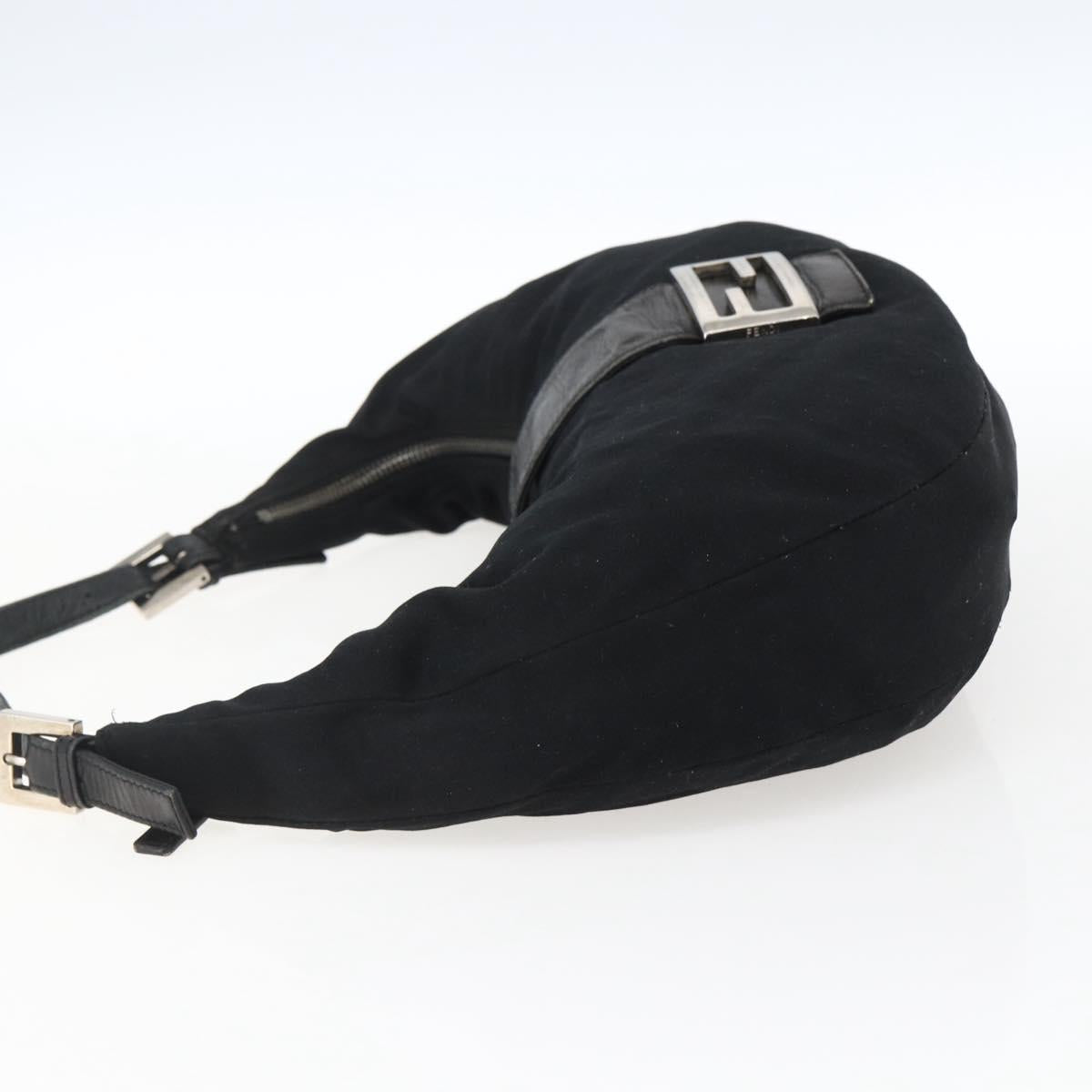 FENDI Mamma Baguette Shoulder Bag Nylon Black Silver Auth ep13517