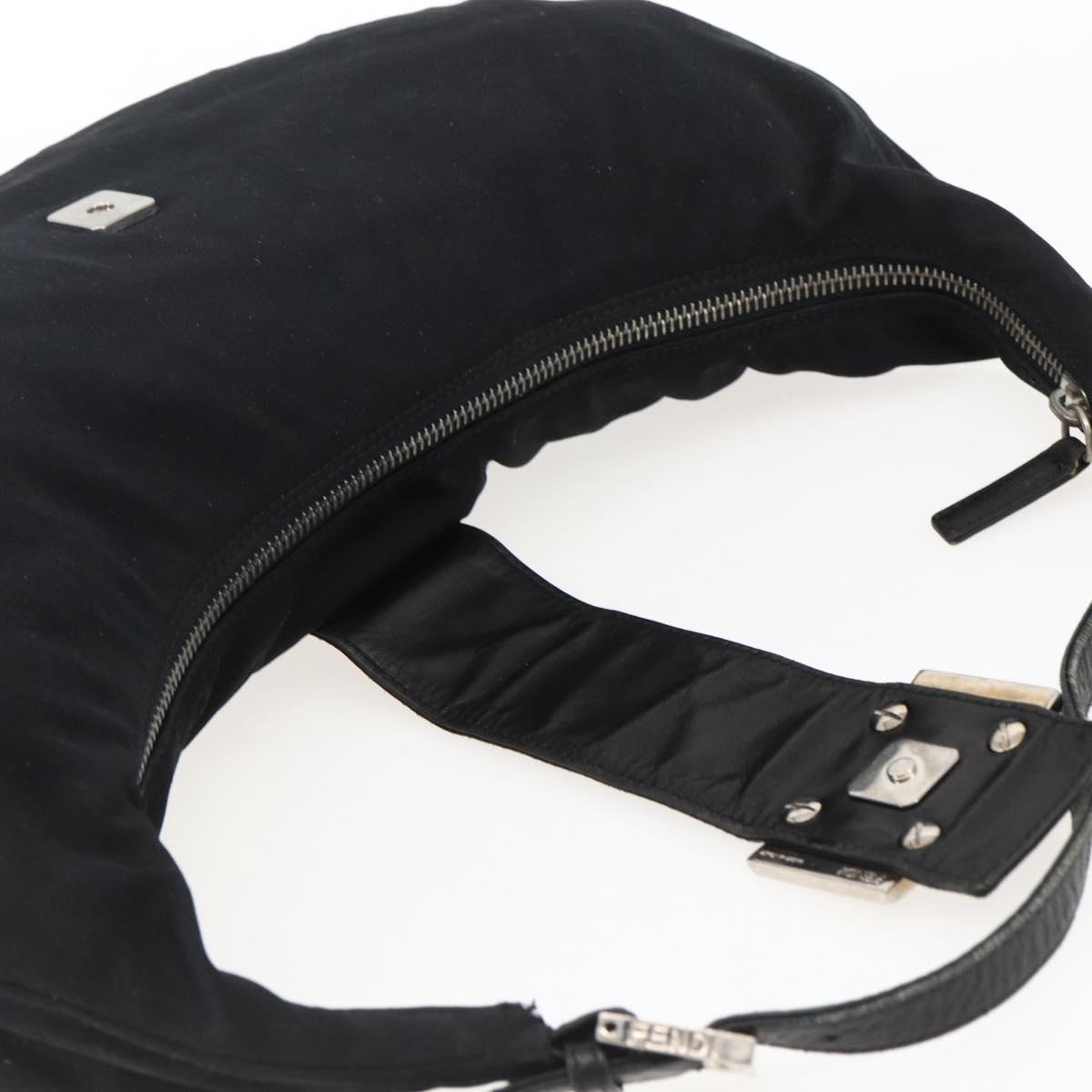 FENDI Mamma Baguette Shoulder Bag Nylon Black Silver Auth ep13517