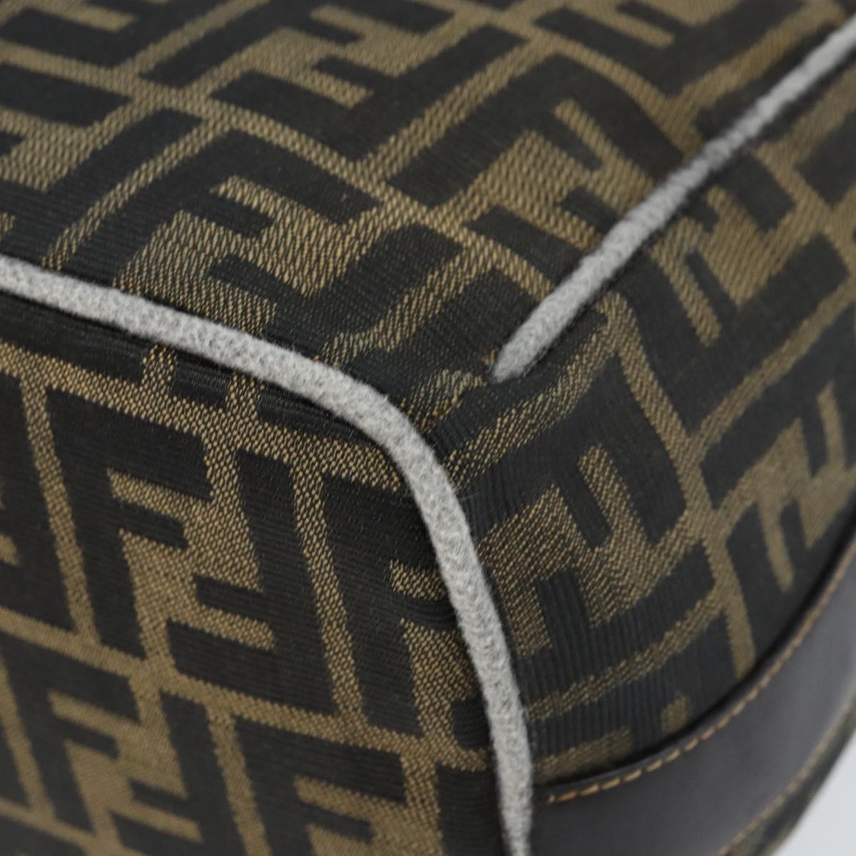 FENDI Zucca Canvas Vanity Hand Bag Black Brown gold Auth ep13520