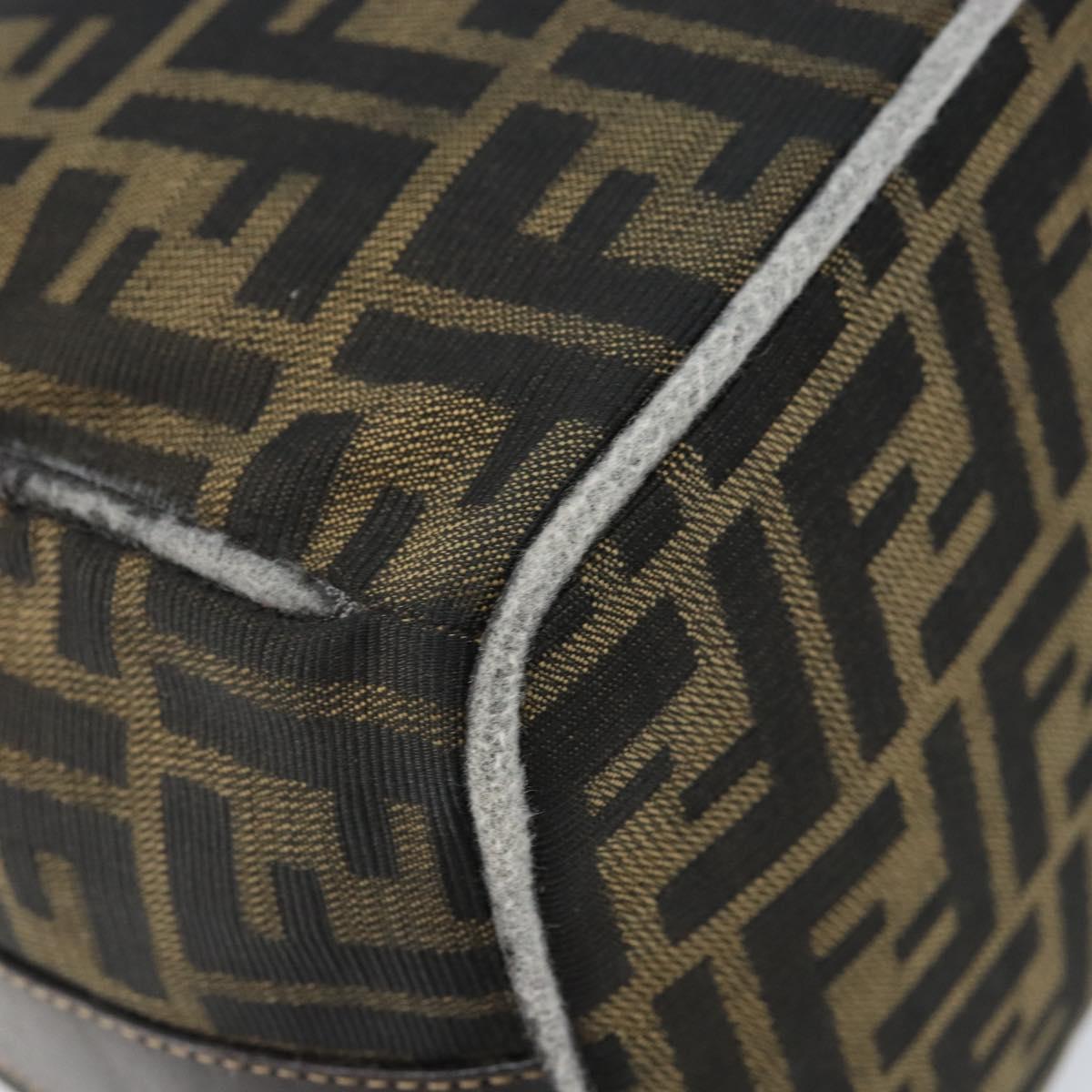 FENDI Zucca Canvas Vanity Hand Bag Black Brown gold Auth ep13520