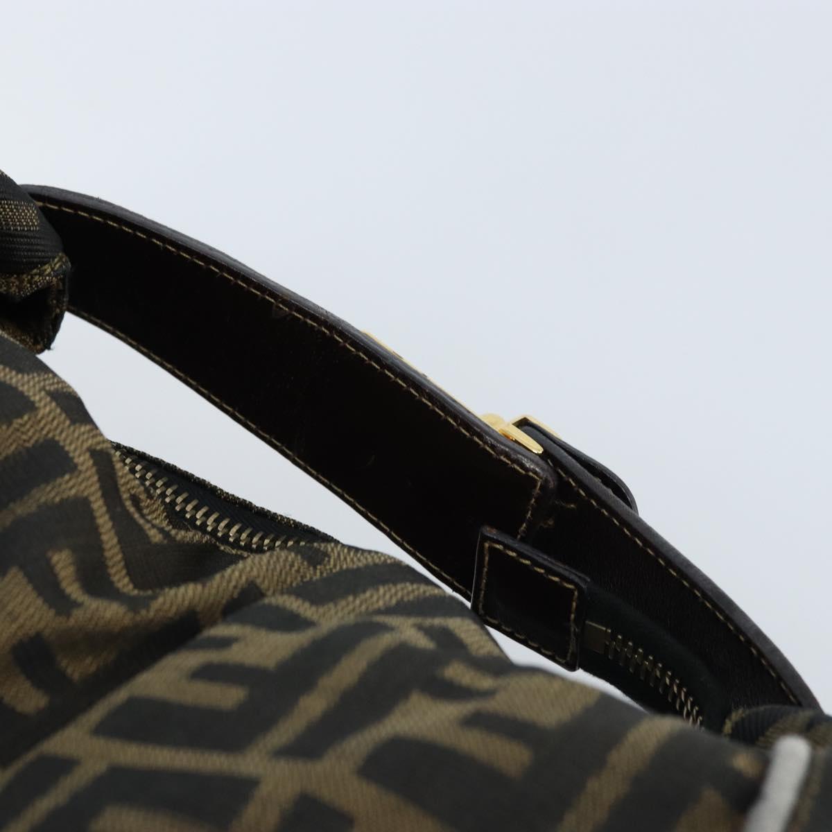 FENDI Zucca Canvas Vanity Hand Bag Black Brown gold Auth ep13520