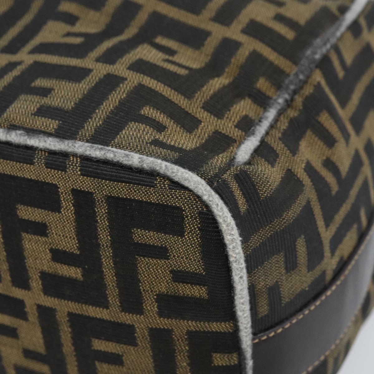 FENDI Zucca Canvas Vanity Hand Bag Black Brown gold Auth ep13520