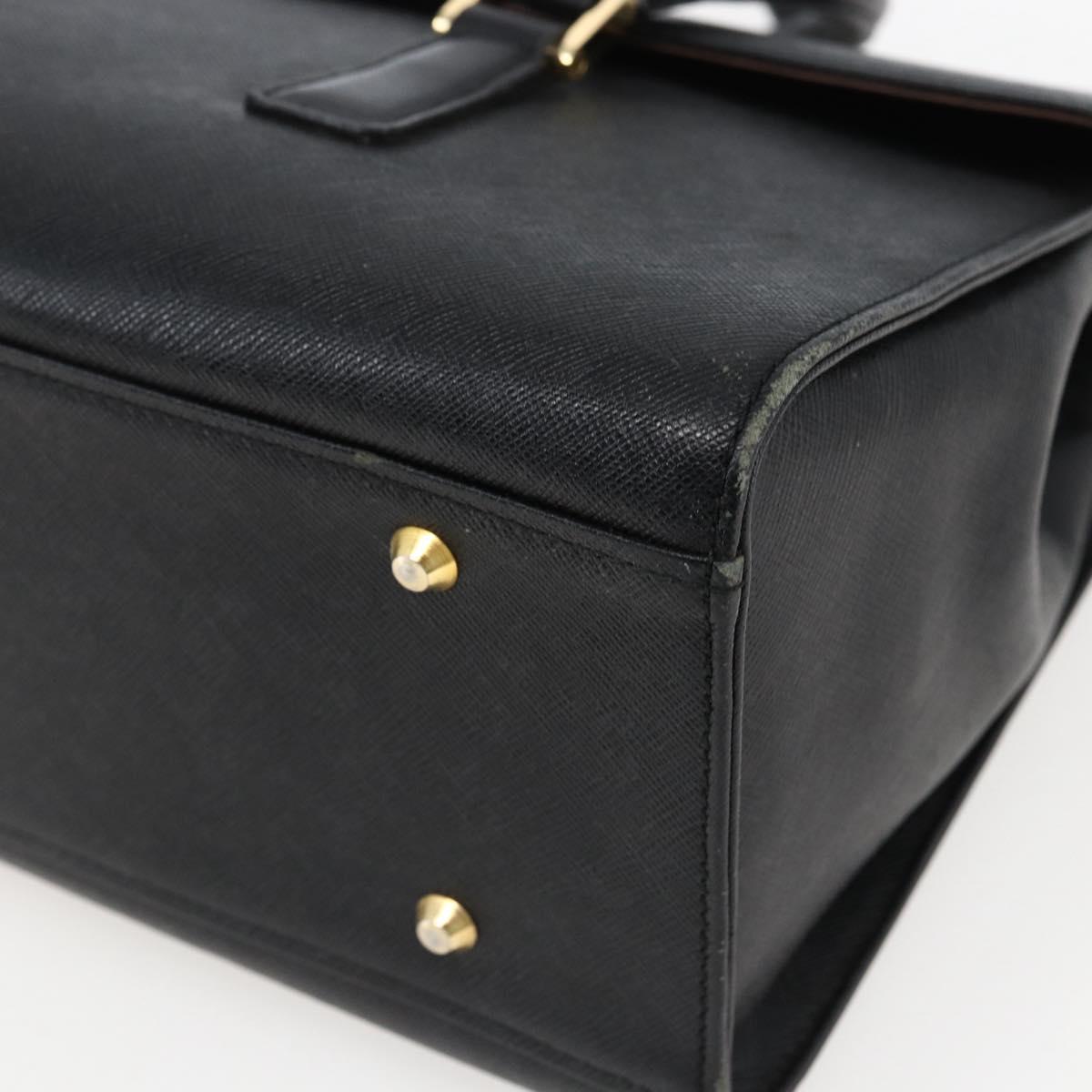 BURBERRY Hand Bag Leather Black Silver Auth ep13523