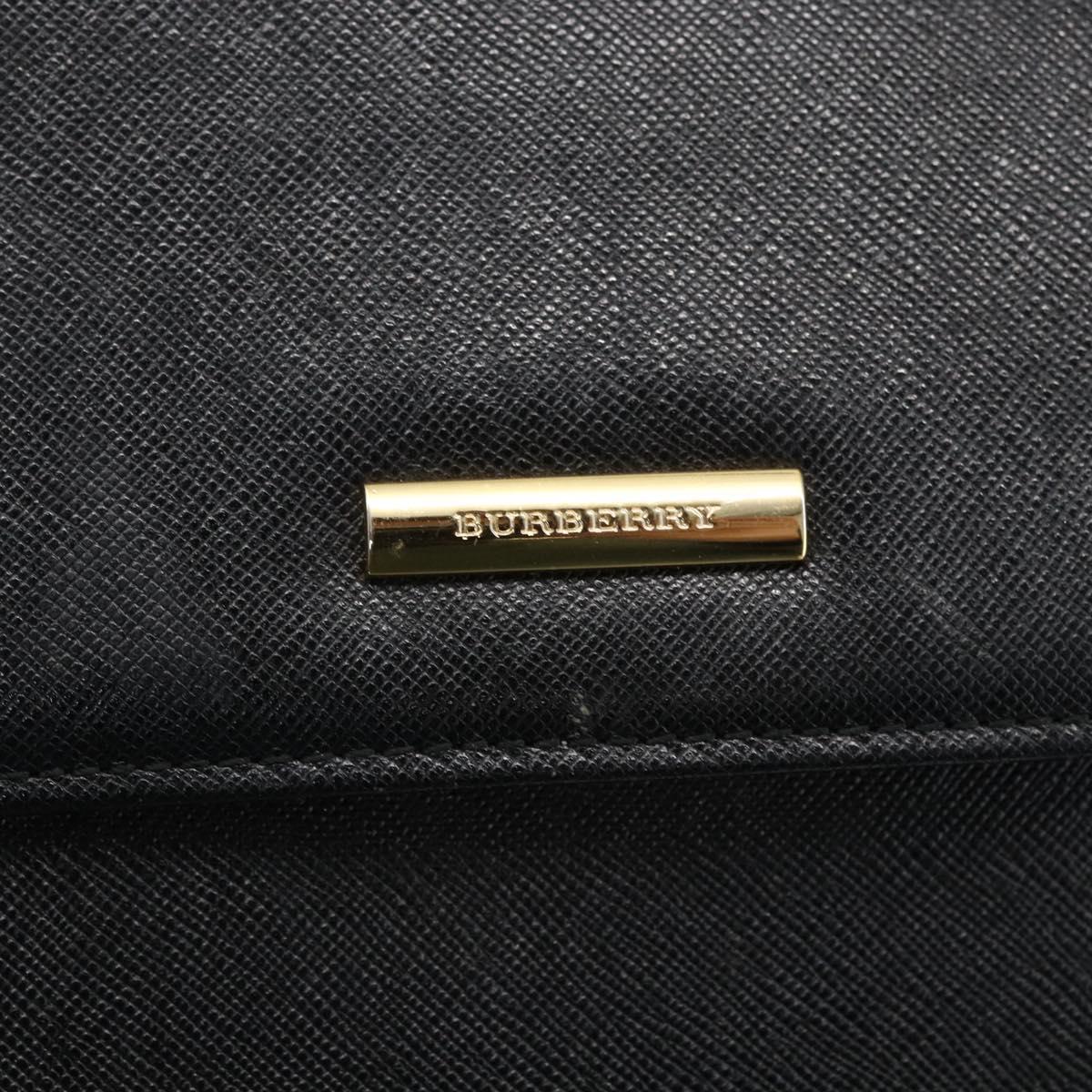 BURBERRY Hand Bag Leather Black Silver Auth ep13523