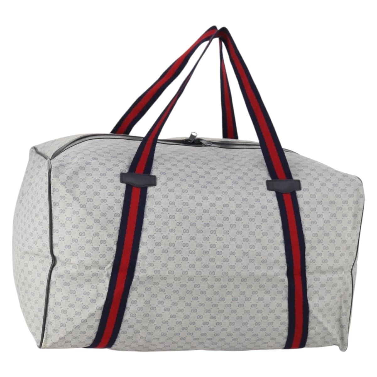 GUCCI Micro GG Supreme Sherry Line Boston Bag PVC Navy Red Auth ep13528