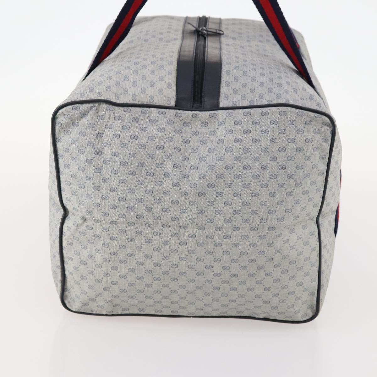 GUCCI Micro GG Supreme Sherry Line Boston Bag PVC Navy Red Auth ep13528