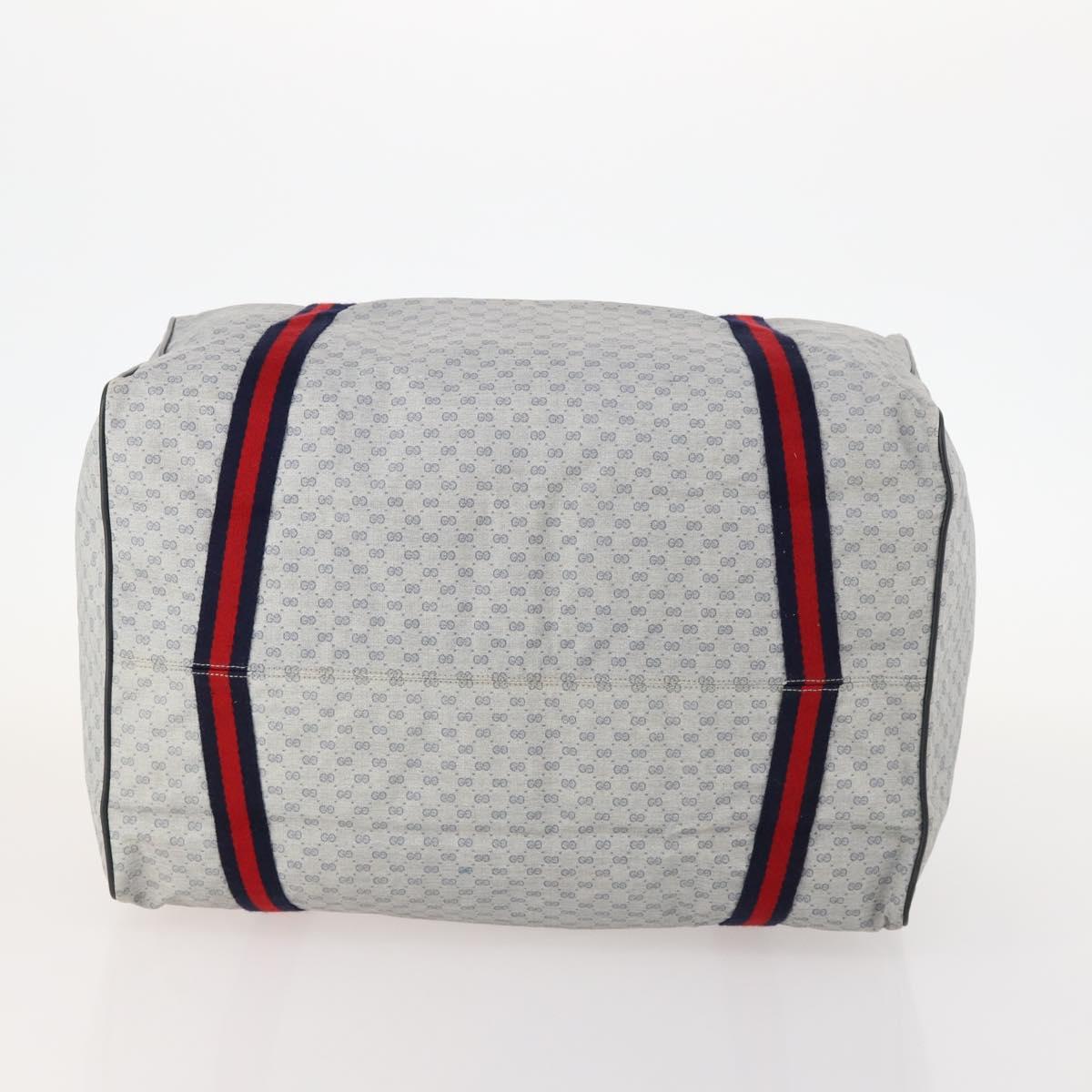 GUCCI Micro GG Supreme Sherry Line Boston Bag PVC Navy Red Auth ep13528