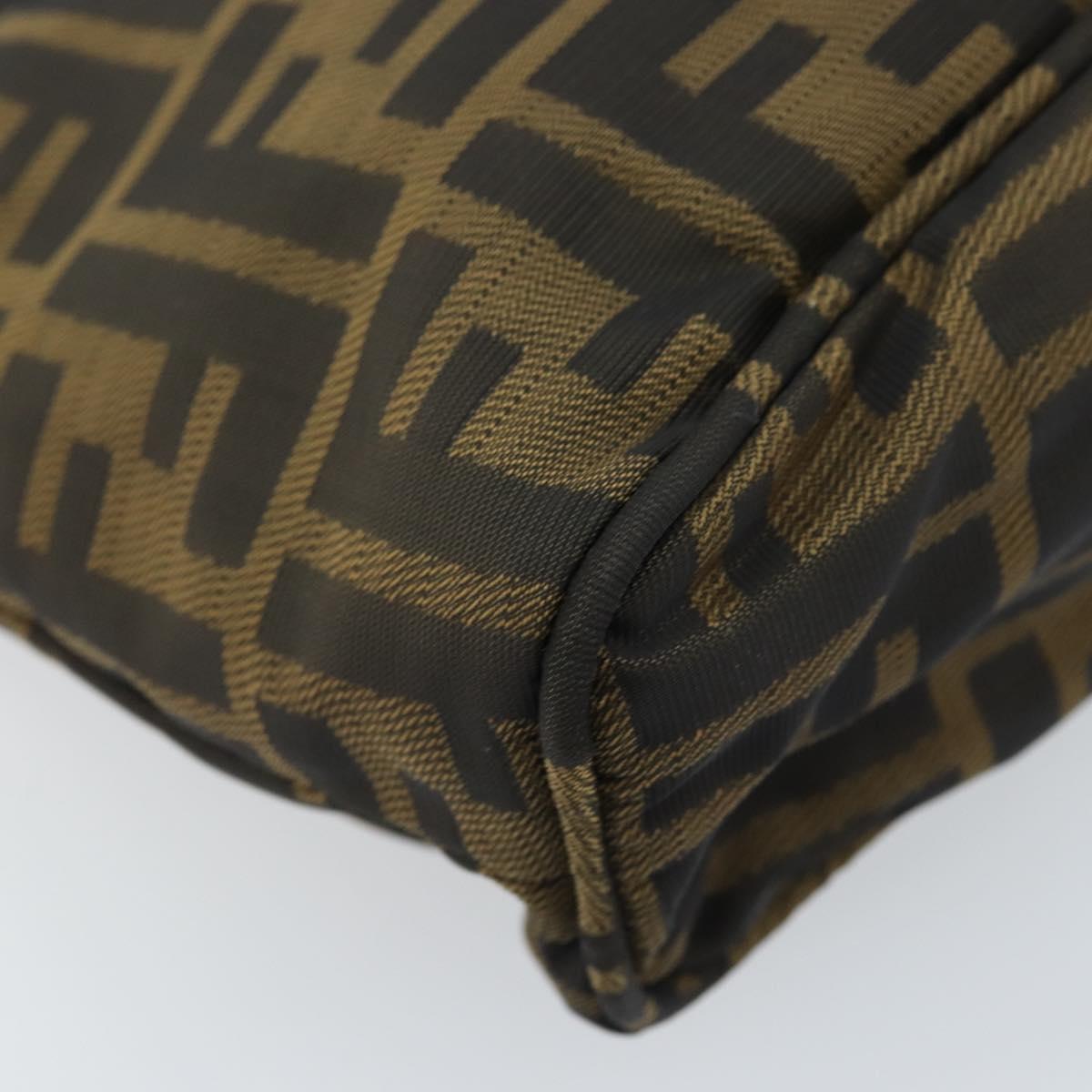 FENDI Zucca Canvas Hand Bag Brown Black Auth ep13529