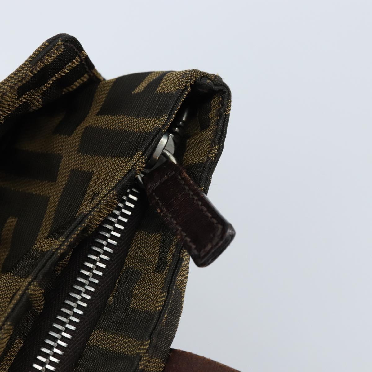 FENDI Zucca Canvas Hand Bag Brown Black Auth ep13529