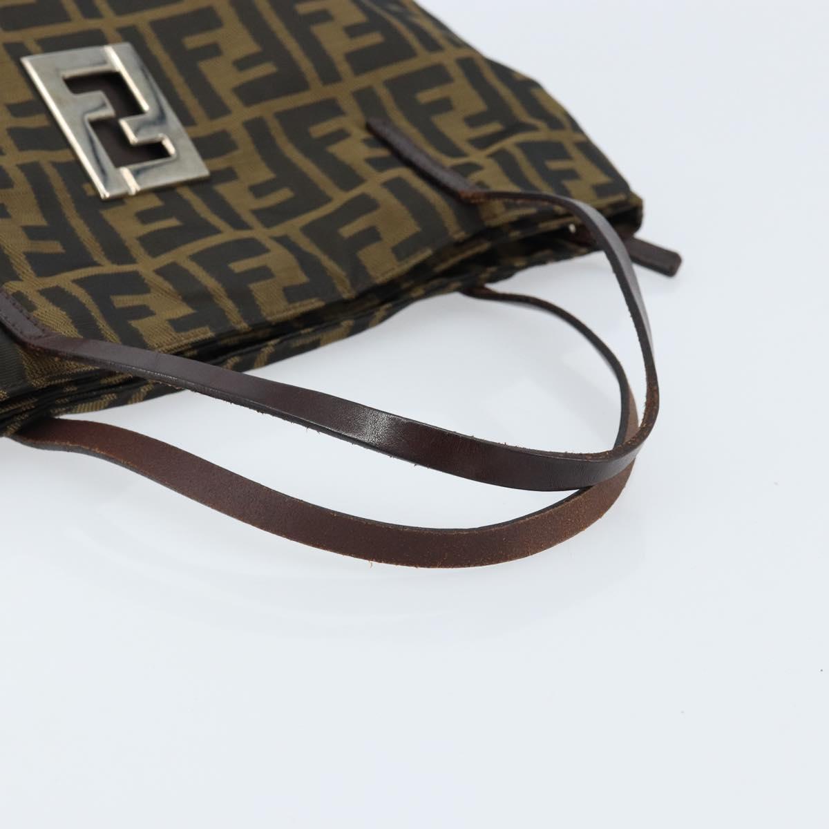 FENDI Zucca Canvas Hand Bag Brown Black Auth ep13529