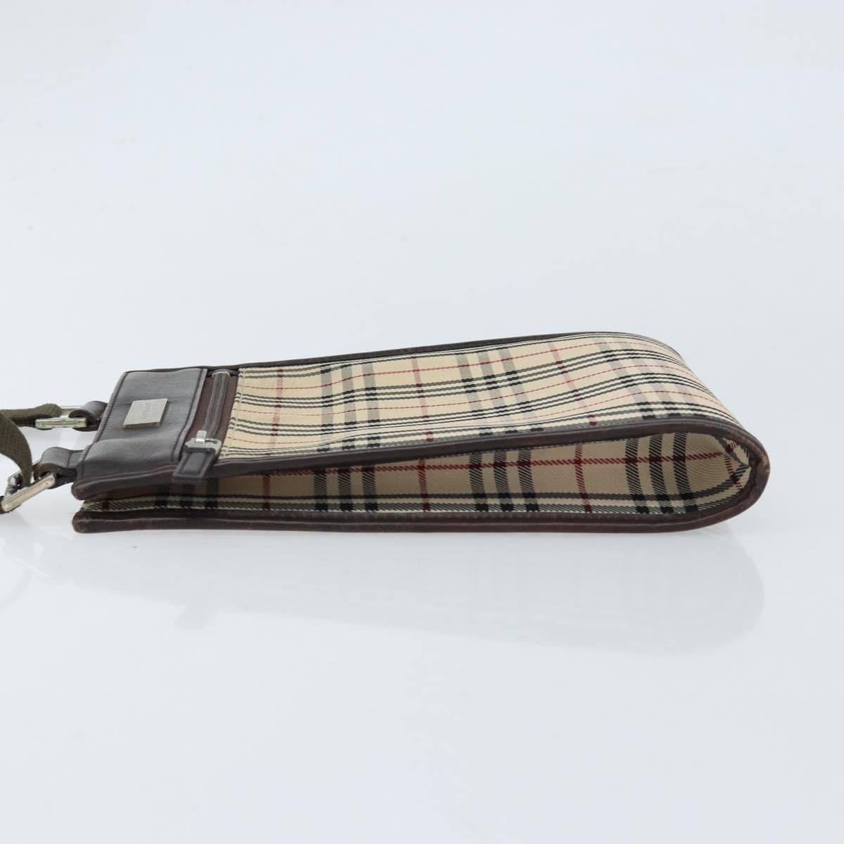BURBERRY Nova Check Shoulder Bag Canvas Beige Silver Auth ep13530