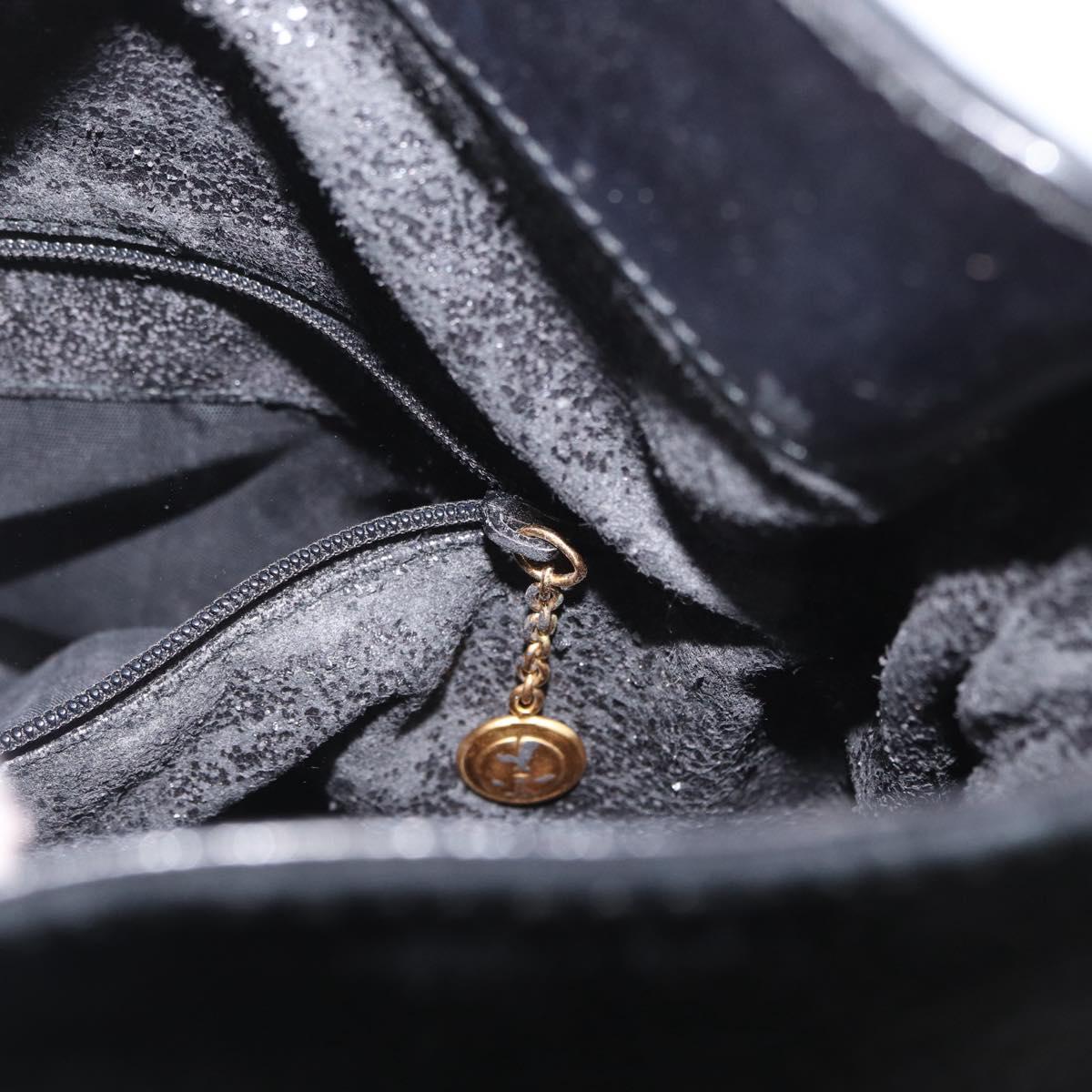 GUCCI Bamboo Hand Bag Suede Black Gold 001 3754 1638 Auth ep13532