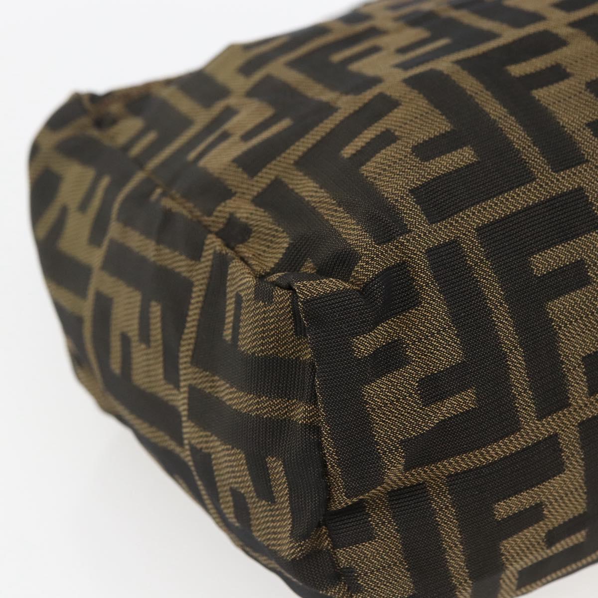 FENDI Zucca Canvas Hand Bag Brown Black Auth ep13536