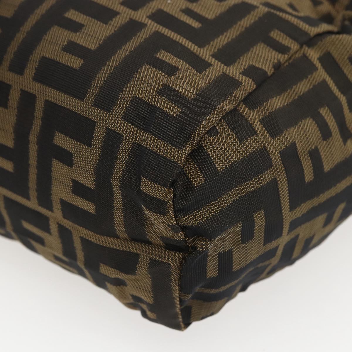 FENDI Zucca Canvas Hand Bag Brown Black Auth ep13536