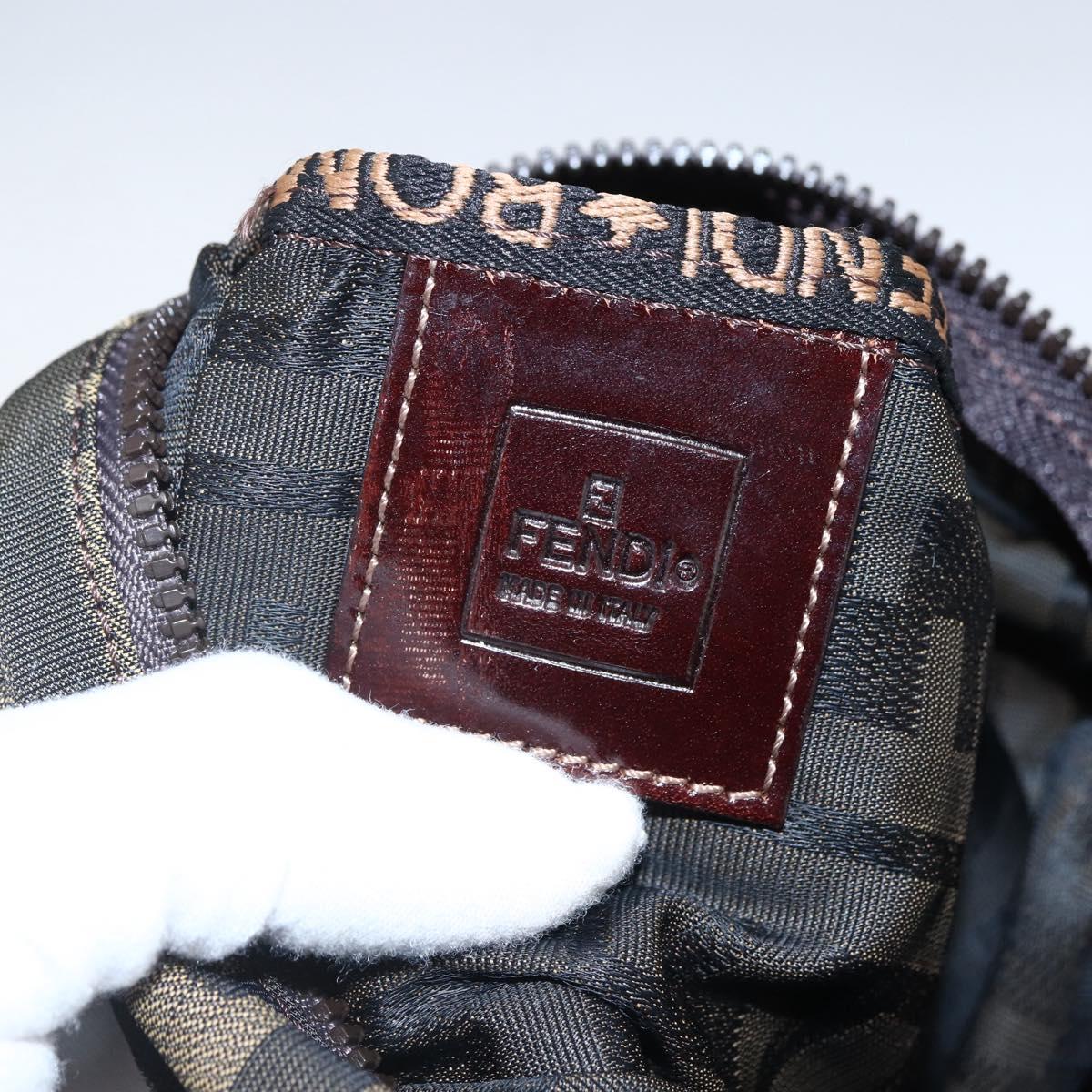 FENDI Zucca Canvas Hand Bag Brown Black Auth ep13536