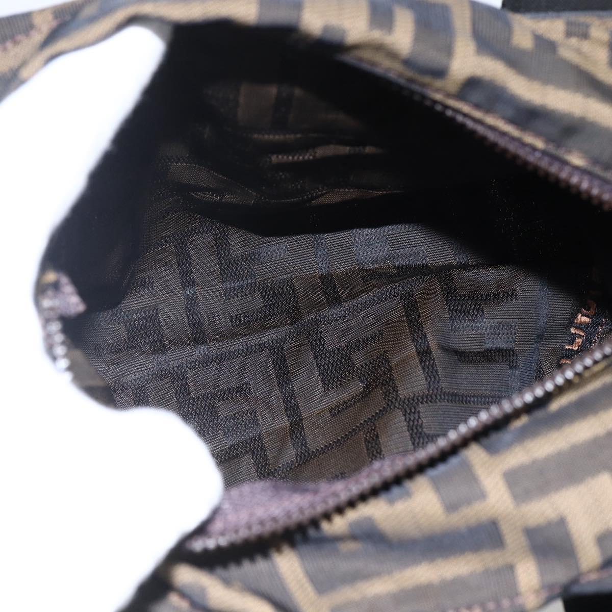 FENDI Zucca Canvas Hand Bag Brown Black Auth ep13536