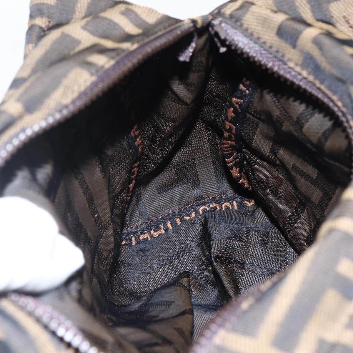 FENDI Zucca Canvas Hand Bag Brown Black Auth ep13536