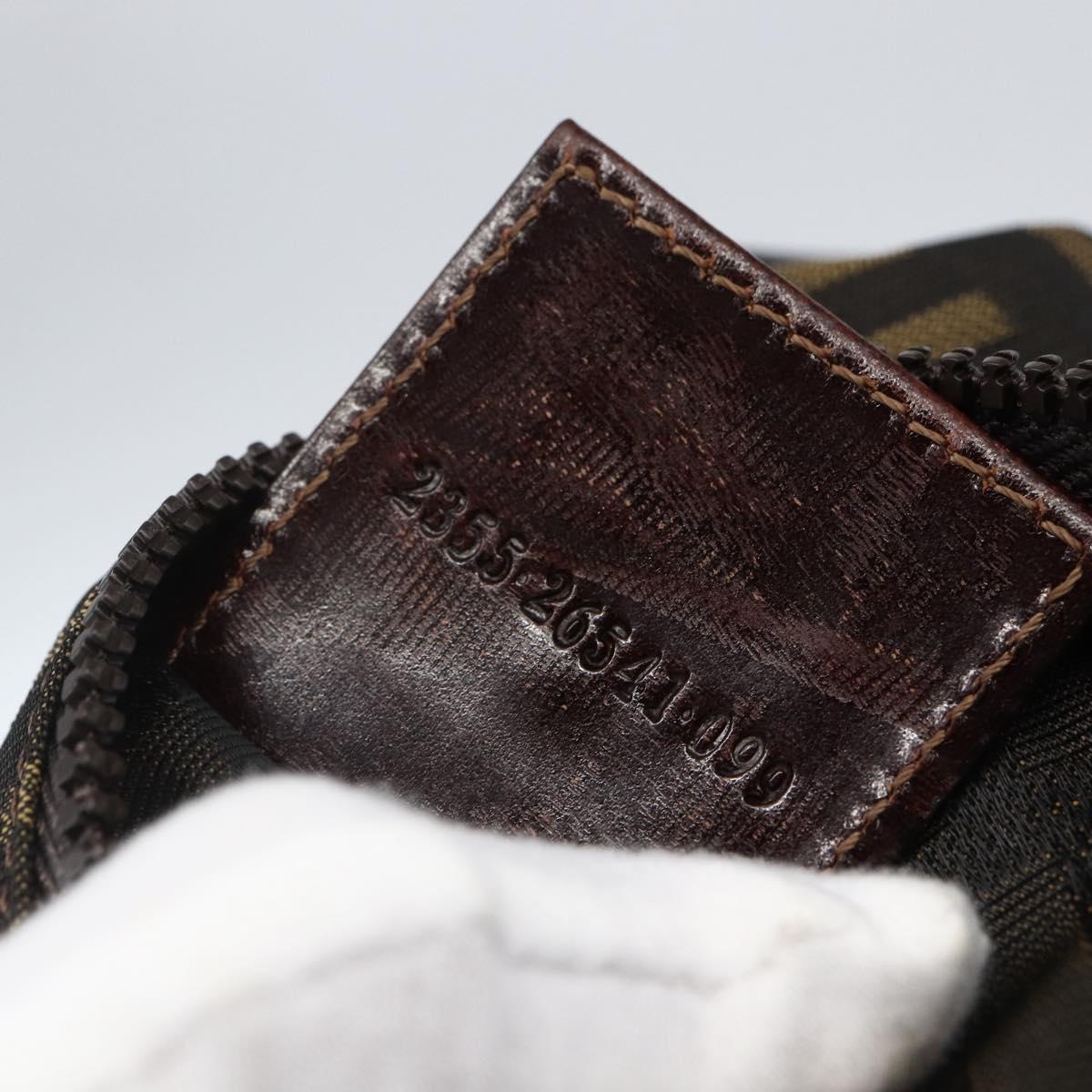 FENDI Zucca Canvas Hand Bag Brown Black Auth ep13536