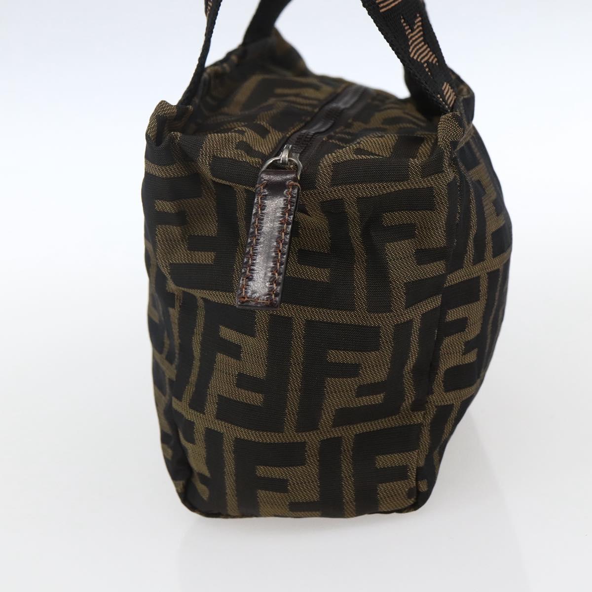 FENDI Zucca Canvas Hand Bag Brown Black Auth ep13536