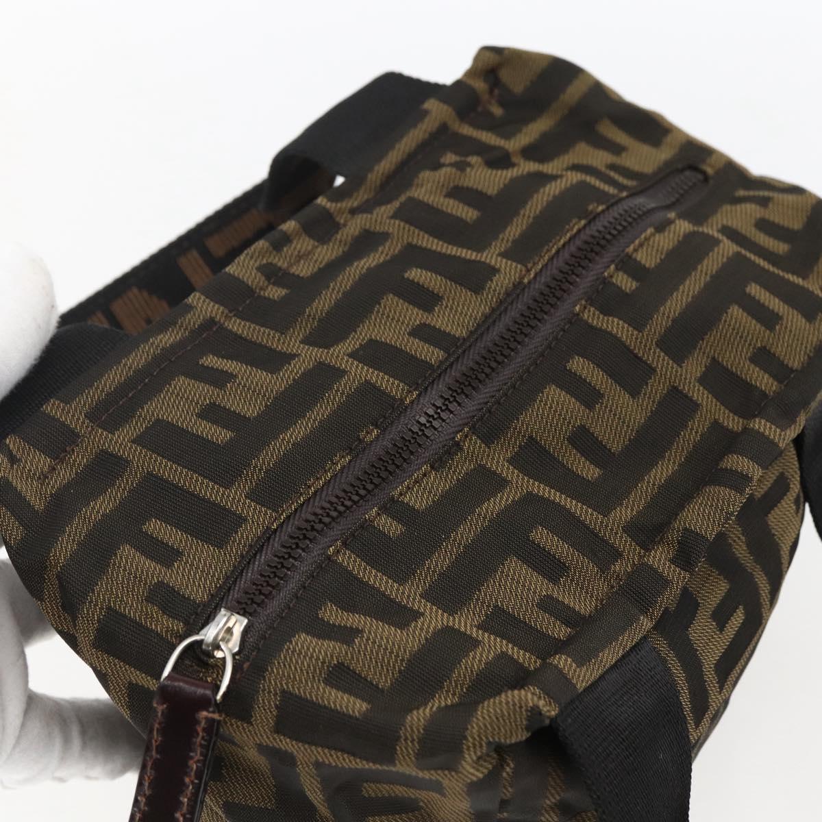 FENDI Zucca Canvas Hand Bag Brown Black Auth ep13536