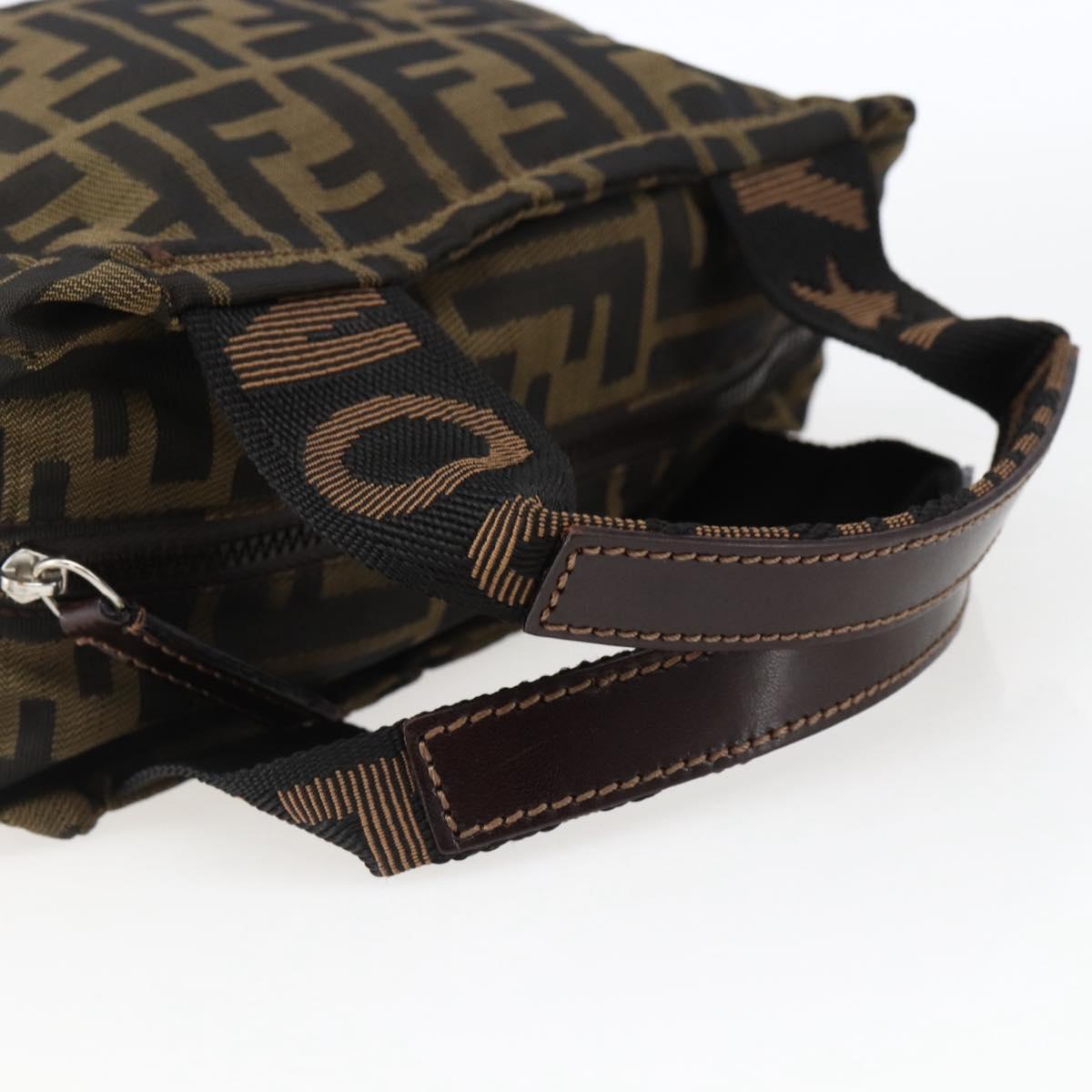 FENDI Zucca Canvas Hand Bag Brown Black Auth ep13536