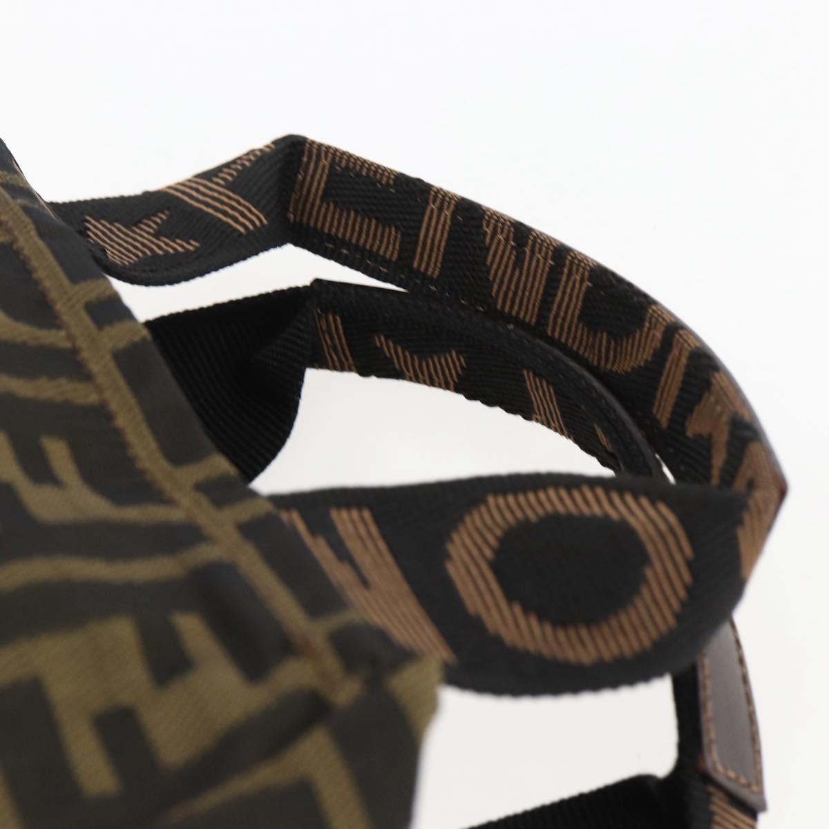 FENDI Zucca Canvas Hand Bag Brown Black Auth ep13536