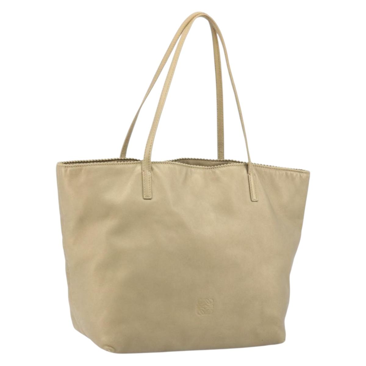 LOEWE Tote Bag Leather Gold Tone Auth ep13539
